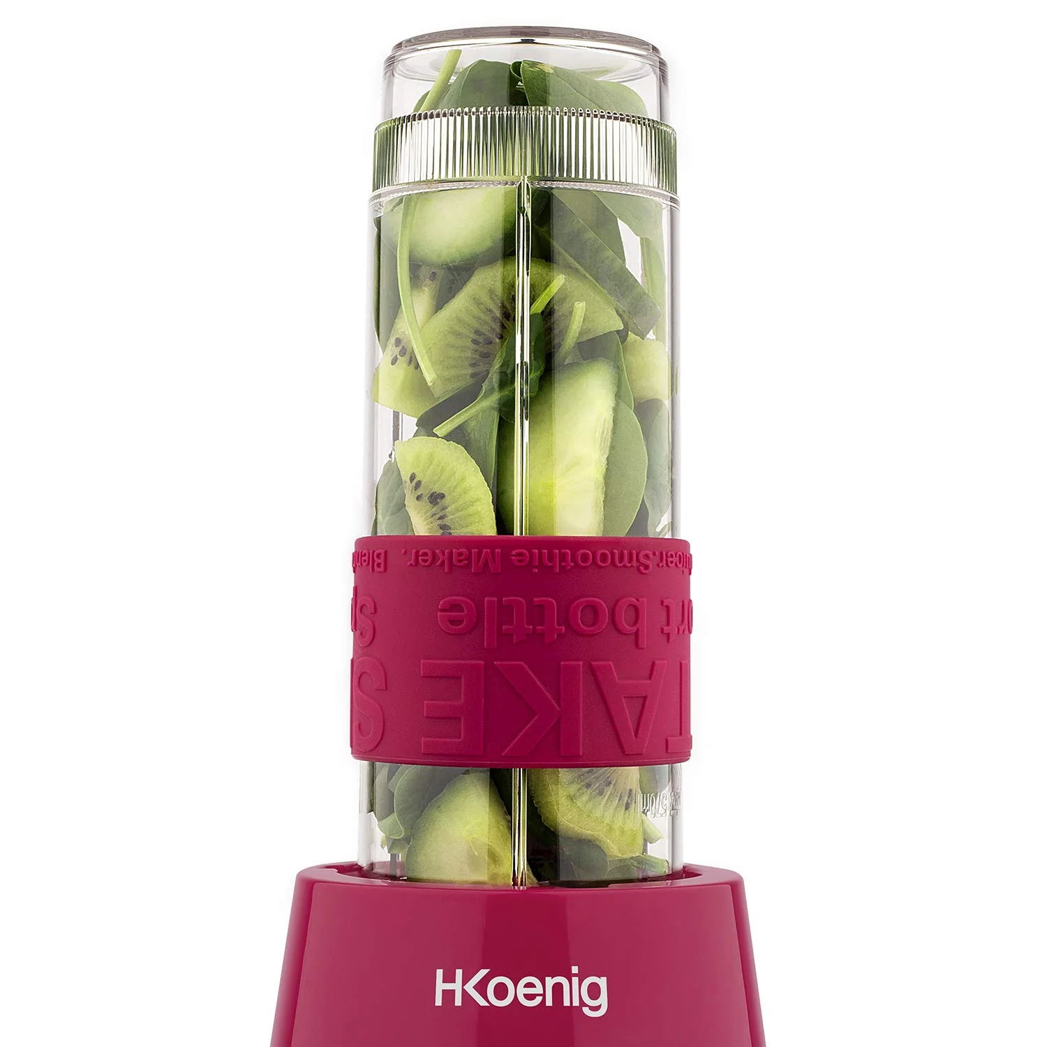 Mini Blender Smoothie Transportable Compact 570mL H.Koenig SMOO18 Sans BPA Puissant 300W, Mixeur à Smoothie 2 Bouteilles Portables, 4 Lames en Inox, 2 gourdes avec couvercles de voyage incluses (Vert) - Image 11