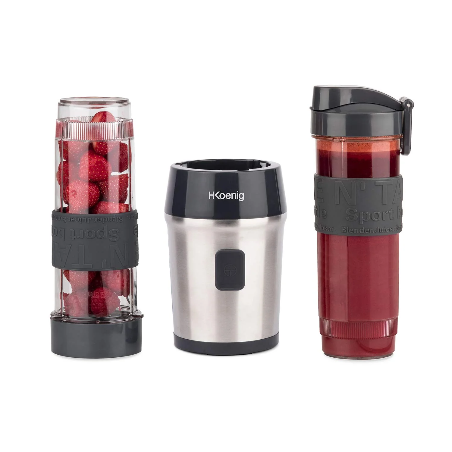 Mini Blender Smoothie Transportable Compact 570mL H.Koenig SMOO18 Sans BPA Puissant 300W, Mixeur à Smoothie 2 Bouteilles Portables, 4 Lames en Inox, 2 gourdes avec couvercles de voyage incluses (Vert) - Image 17