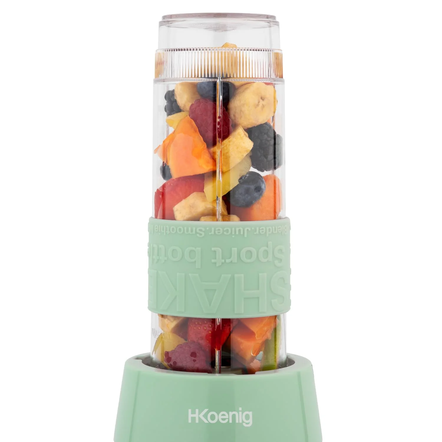 Mini Blender Smoothie Transportable Compact 570mL H.Koenig SMOO18 Sans BPA Puissant 300W, Mixeur à Smoothie 2 Bouteilles Portables, 4 Lames en Inox, 2 gourdes avec couvercles de voyage incluses (Vert) - Image 25