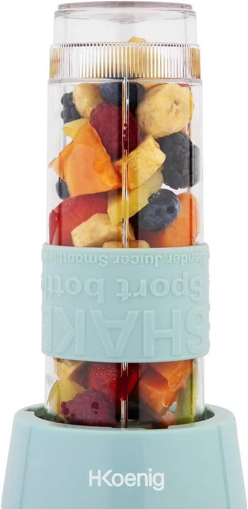 Mini Blender Smoothie Transportable Compact 570mL H.Koenig SMOO18 Sans BPA Puissant 300W, Mixeur à Smoothie 2 Bouteilles Portables, 4 Lames en Inox, 2 gourdes avec couvercles de voyage incluses (Vert) - Image 29