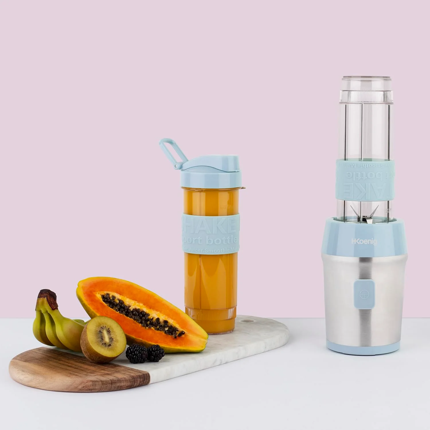 Mini Blender Smoothie Transportable Compact 570mL H.Koenig SMOO18 Sans BPA Puissant 300W, Mixeur à Smoothie 2 Bouteilles Portables, 4 Lames en Inox, 2 gourdes avec couvercles de voyage incluses (Vert) - Image 32
