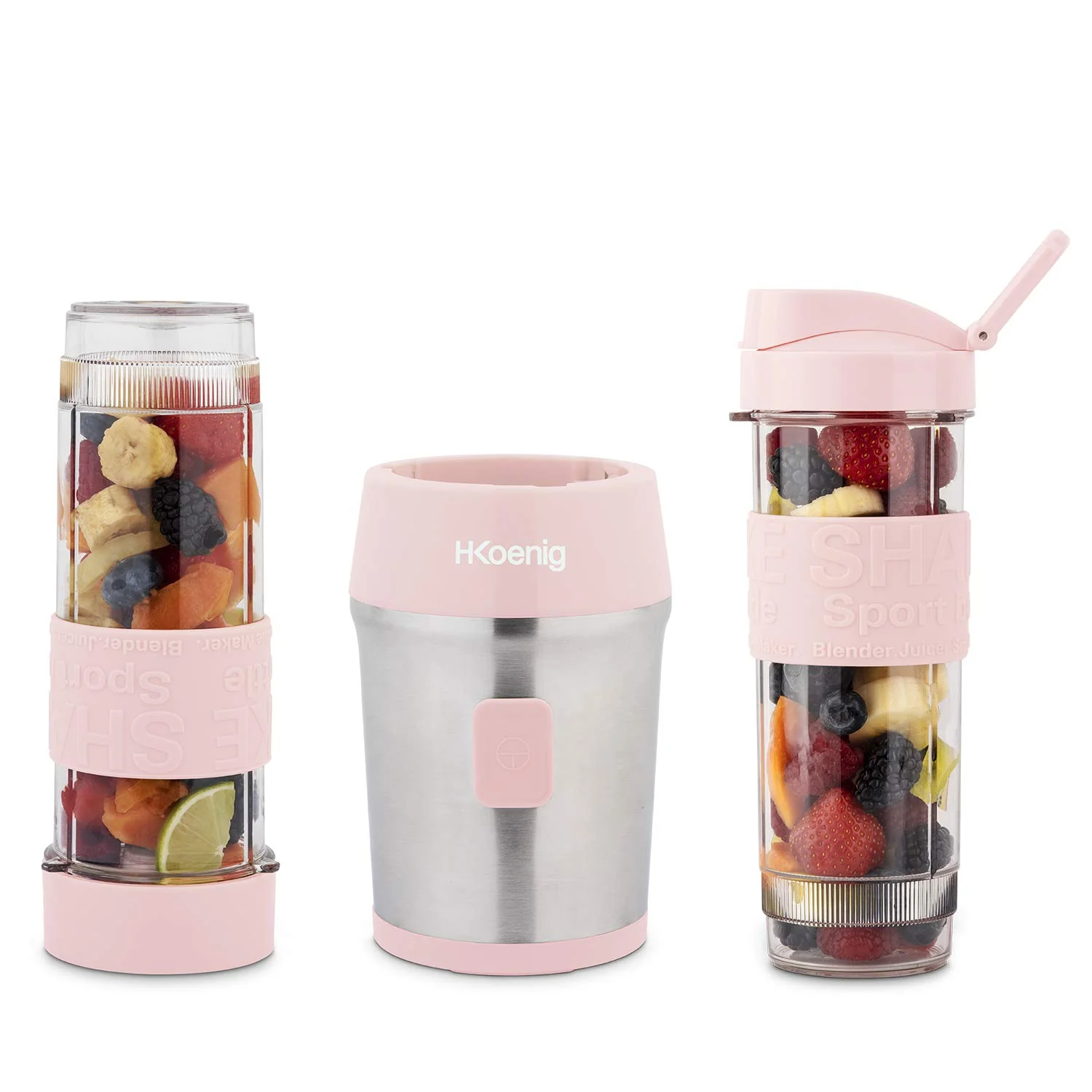 Mini Blender Smoothie Transportable Compact 570mL H.Koenig SMOO18 Sans BPA Puissant 300W, Mixeur à Smoothie 2 Bouteilles Portables, 4 Lames en Inox, 2 gourdes avec couvercles de voyage incluses (Vert) - Image 36
