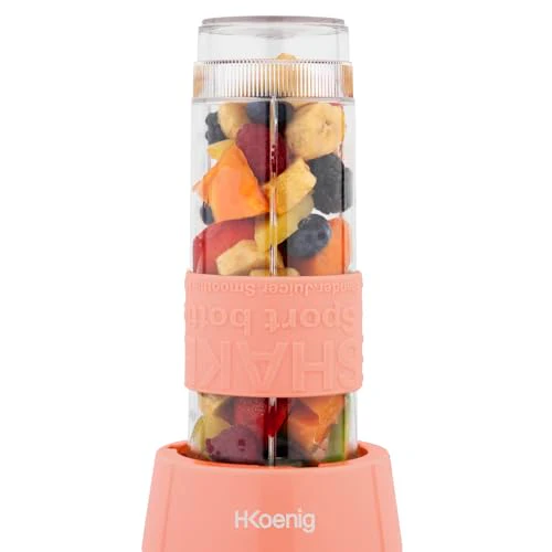 Mini Blender Smoothie Transportable Compact 570mL H.Koenig SMOO18 Sans BPA Puissant 300W, Mixeur à Smoothie 2 Bouteilles Portables, 4 Lames en Inox, 2 gourdes avec couvercles de voyage incluses (Vert) - Image 8