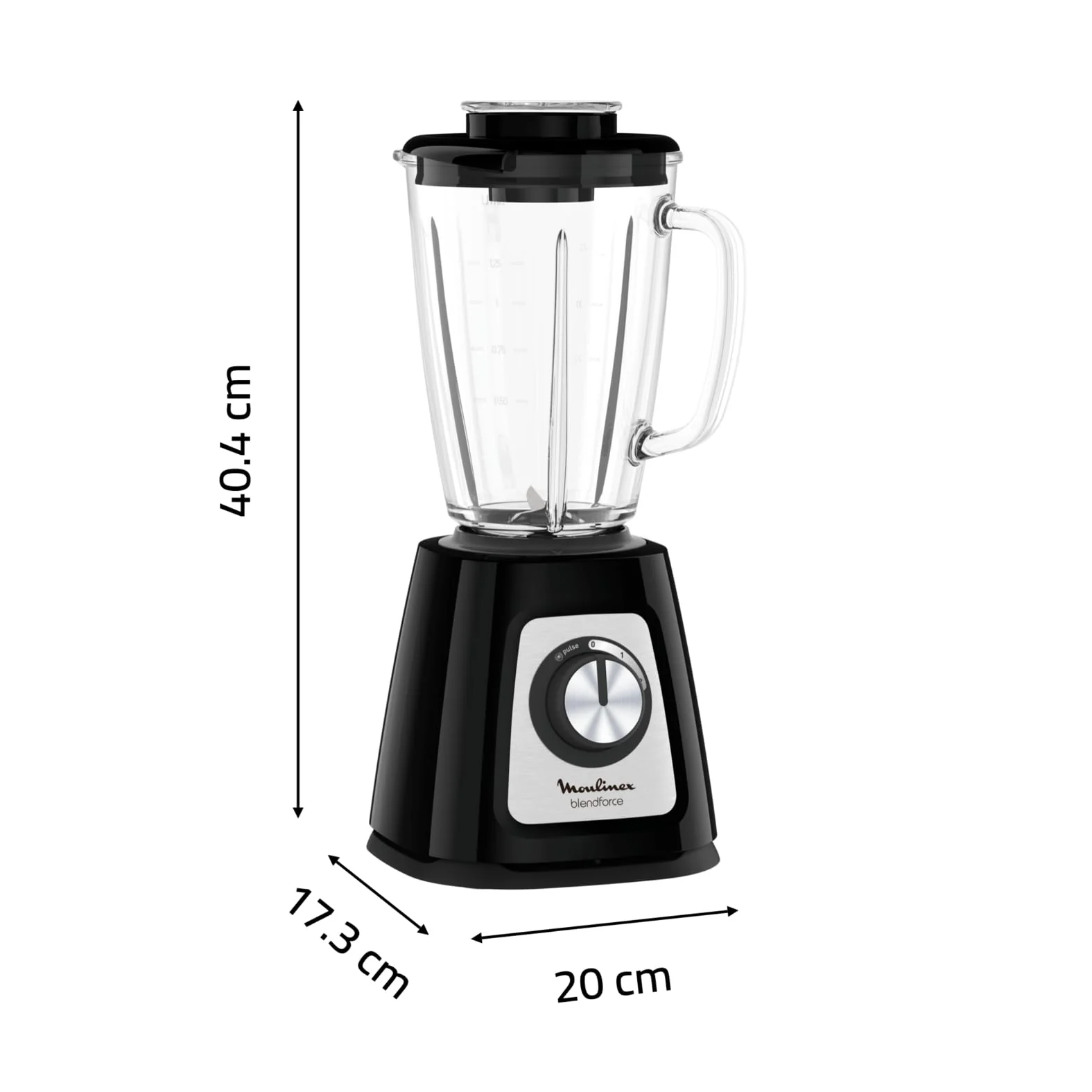 Moulinex Blender mixeur électrique, Bol verre 1,75 L, Puissance 800 W, Verrouillage sûr, Ergonomique, Broyeur à grains, Smoothies, Glace pilée, Blendforce, Noir LM430810 - Image 6
