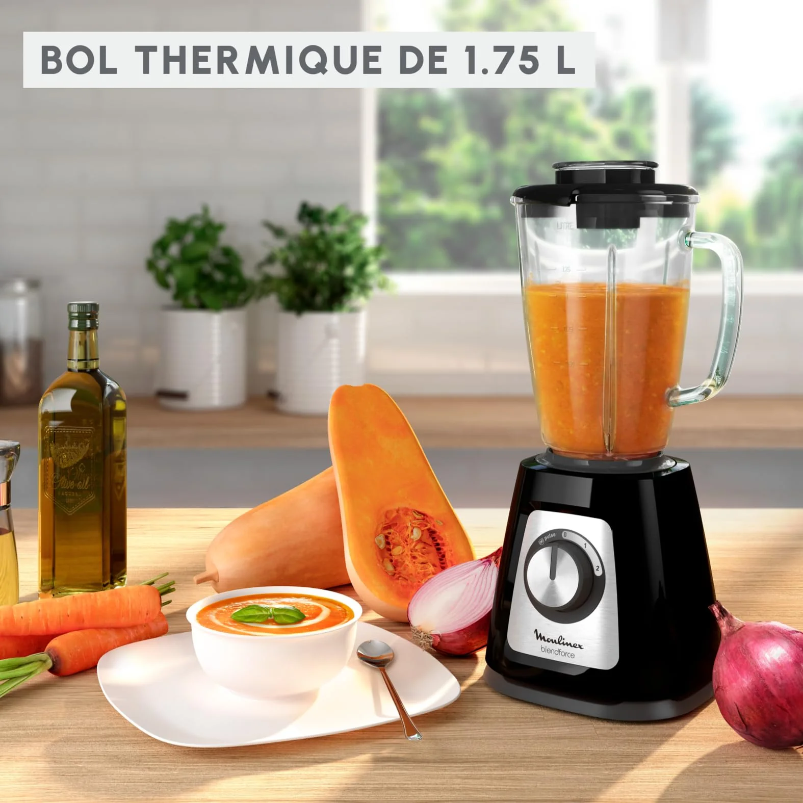 Moulinex Blender mixeur électrique, Bol verre 1,75 L, Puissance 800 W, Verrouillage sûr, Ergonomique, Broyeur à grains, Smoothies, Glace pilée, Blendforce, Noir LM430810 - Image 9