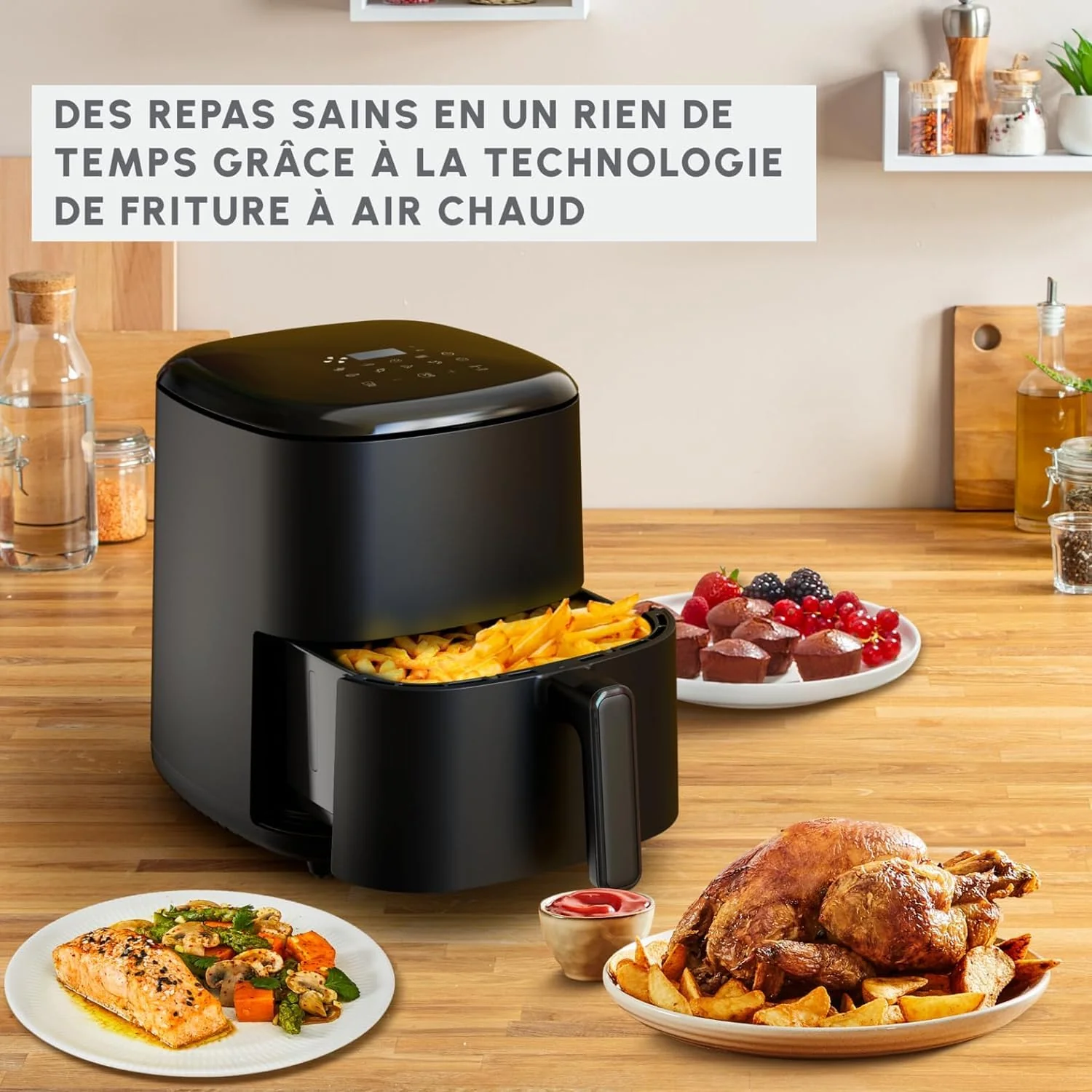 Moulinex Easy Fry Max Friteuse sans huile, Capacité XL de 5 L, Jusqu'à 6 personnes, 10 programmes automatiques, Ecran tactile digital, Gain de temps et d'énergie, air fryer EZ245820 - Image 5
