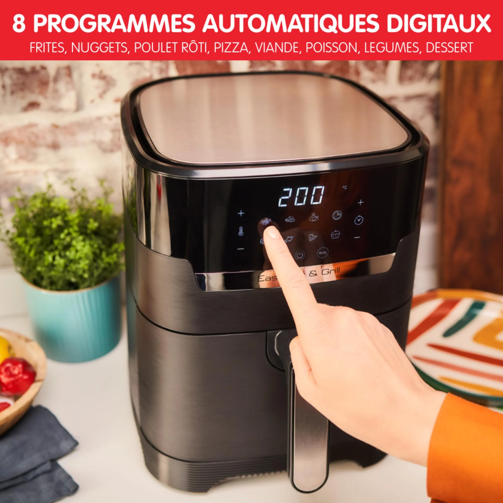 Moulinex Easy Fry Mega, air fryer compact, Mono tiroir 7.5 L, Jusqu’à 8 personnes, 8 programmes, noir EZ8558F0 - Image 11
