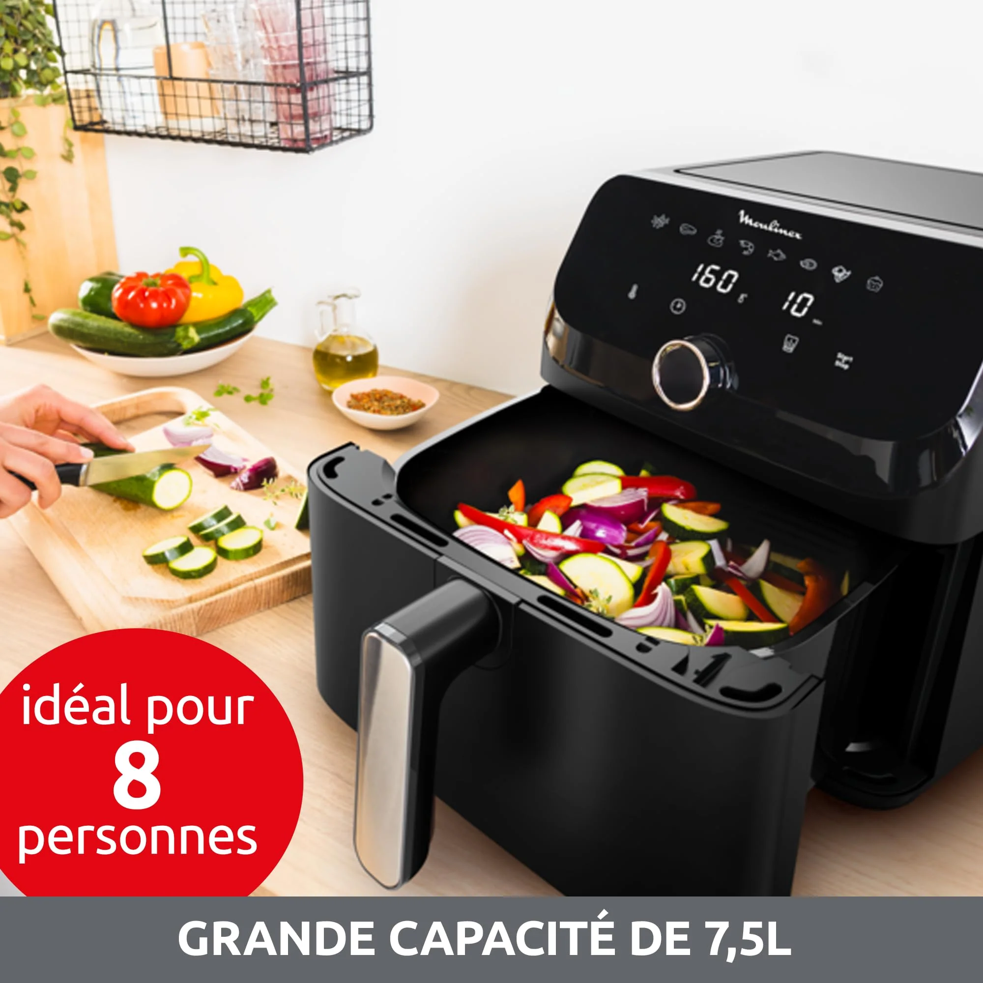 Moulinex Easy Fry Mega, air fryer compact, Mono tiroir 7.5 L, Jusqu’à 8 personnes, 8 programmes, noir EZ8558F0 - Image 15