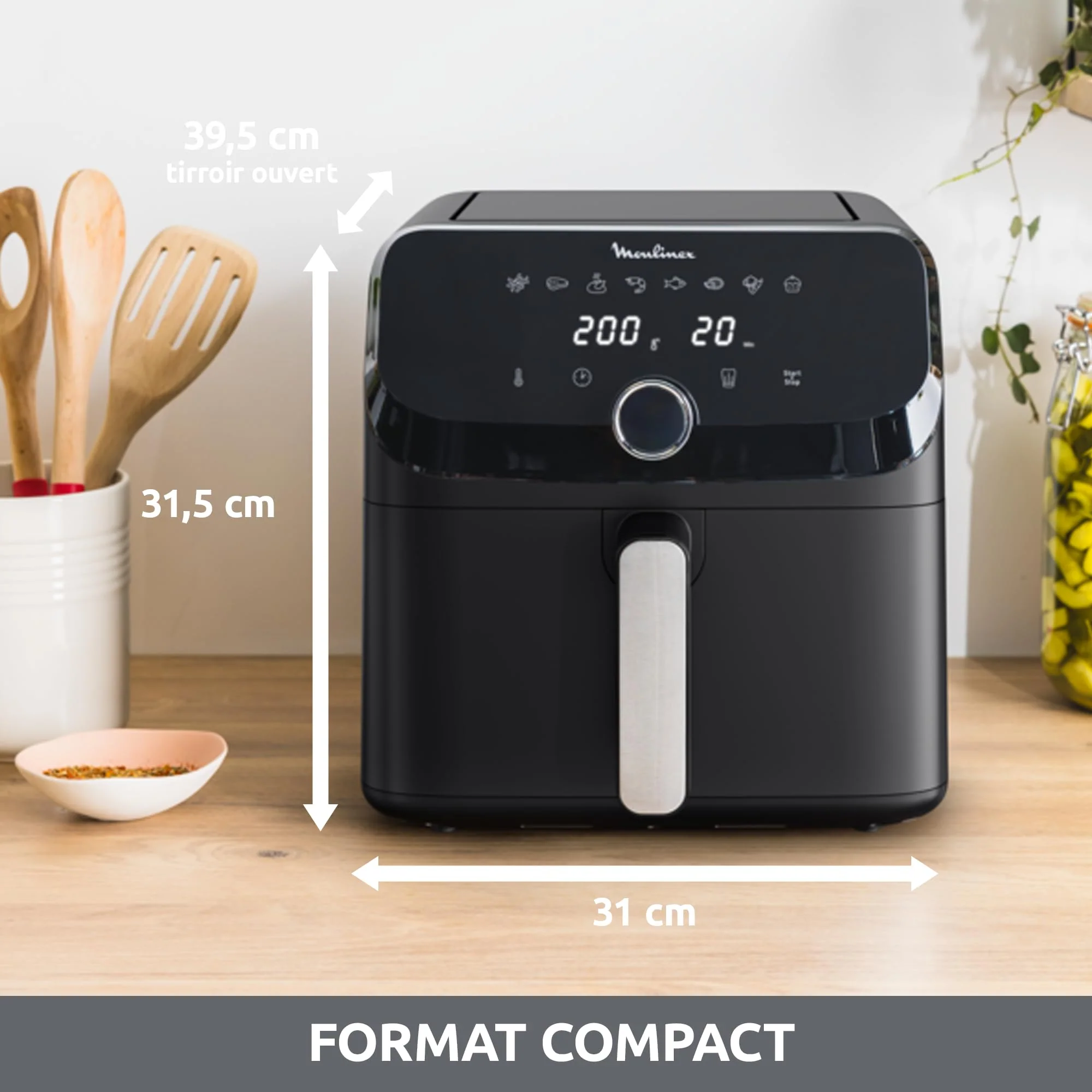 Moulinex Easy Fry Mega, air fryer compact, Mono tiroir 7.5 L, Jusqu’à 8 personnes, 8 programmes, noir EZ8558F0 - Image 16