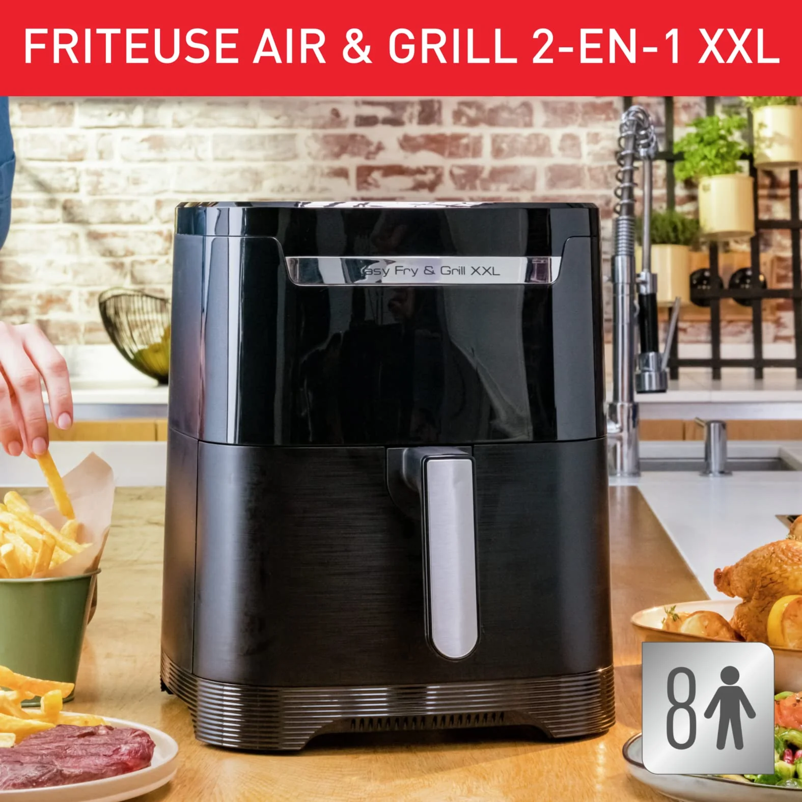 Moulinex Easy Fry Mega, air fryer compact, Mono tiroir 7.5 L, Jusqu’à 8 personnes, 8 programmes, noir EZ8558F0 - Image 22