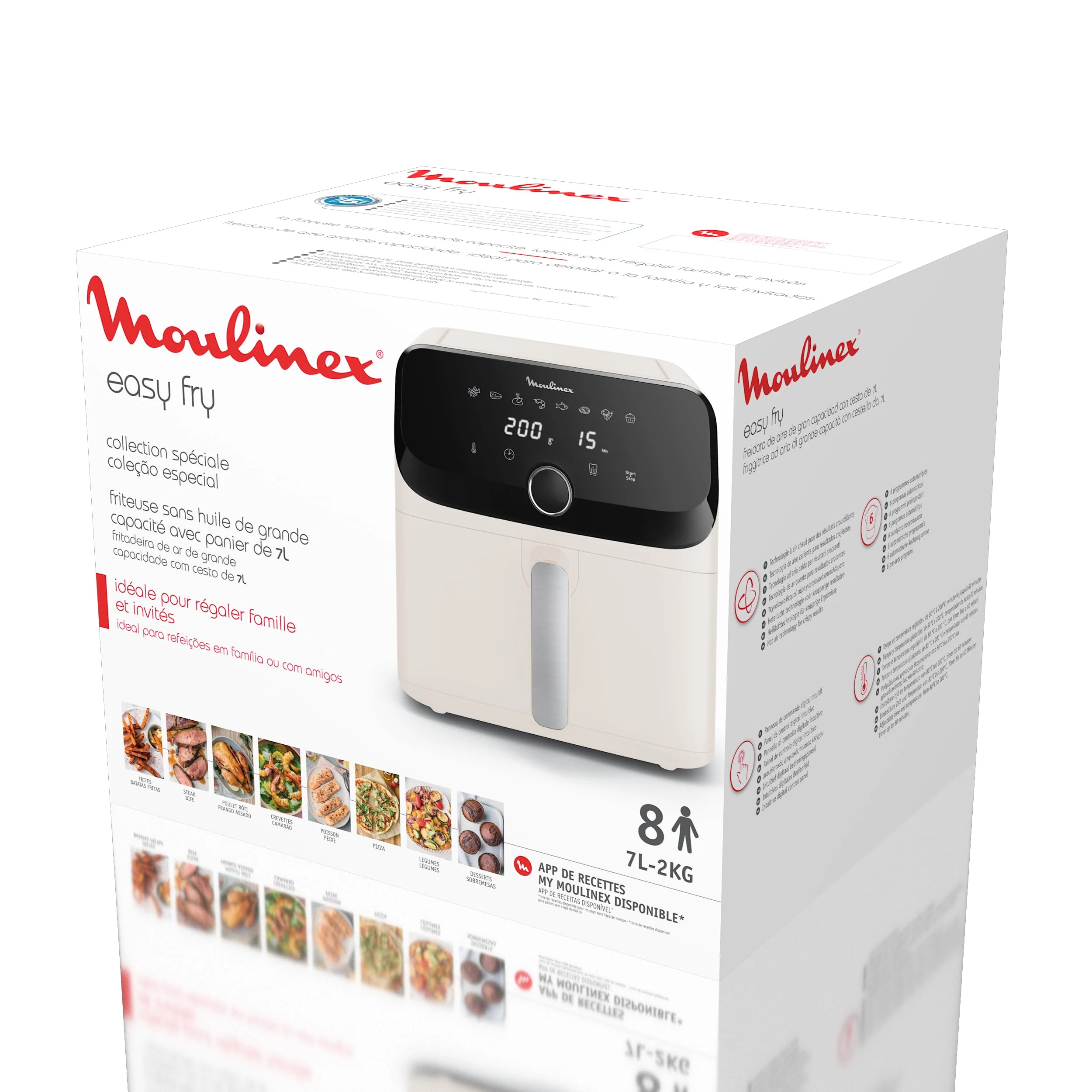 Moulinex Easy Fry Mega, air fryer compact, Mono tiroir 7.5 L, Jusqu’à 8 personnes, 8 programmes, noir EZ8558F0 - Image 43