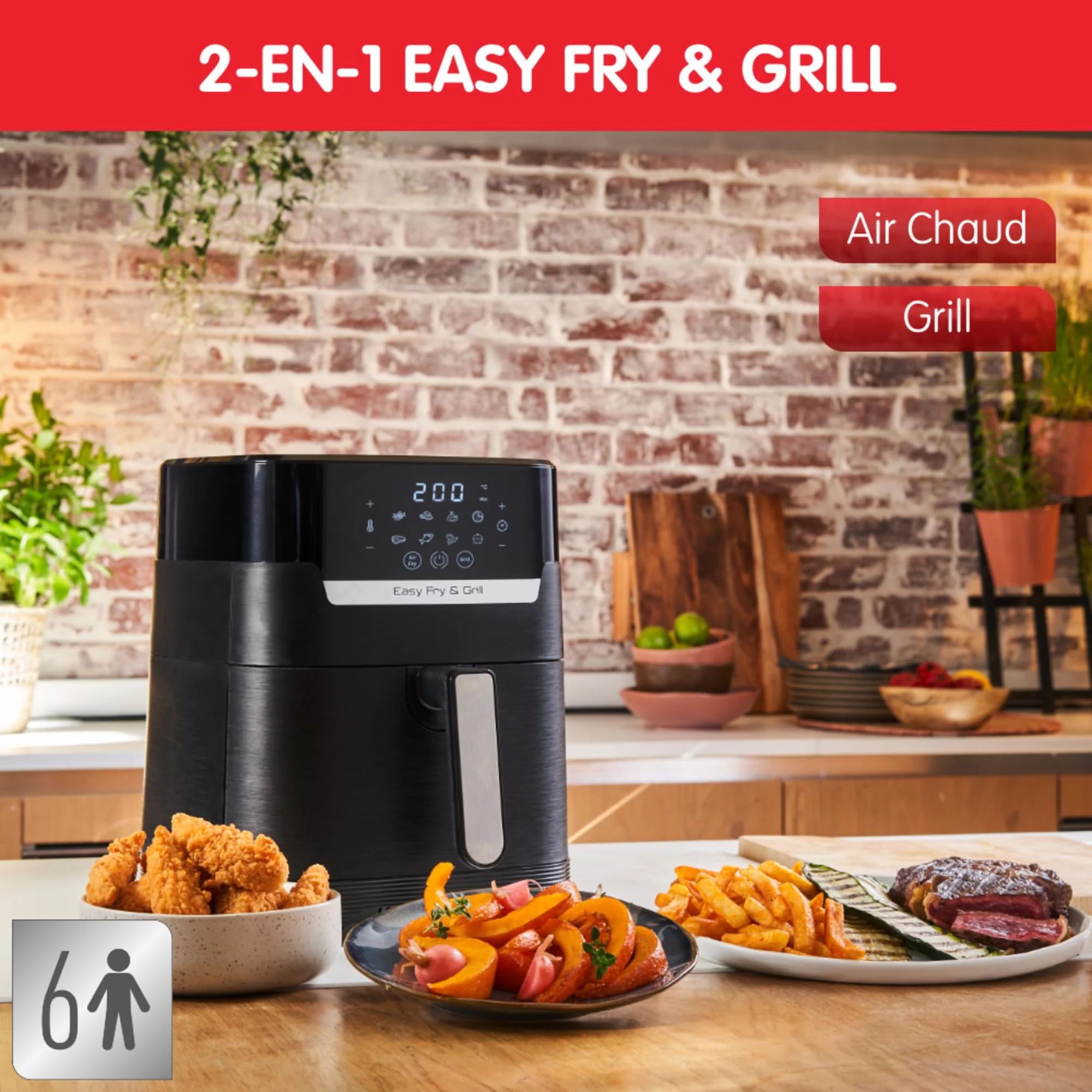 Moulinex Easy Fry Mega, air fryer compact, Mono tiroir 7.5 L, Jusqu’à 8 personnes, 8 programmes, noir EZ8558F0 - Image 8