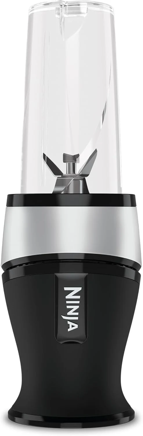 Ninja 700W Mixeur Slim et Smoothie Maker, 2x 470ml gobelets avec couvercles à bec, mixeur personnel, écrase la glace et les fruits congelés, argent/noir QB3001EUS - Image 10