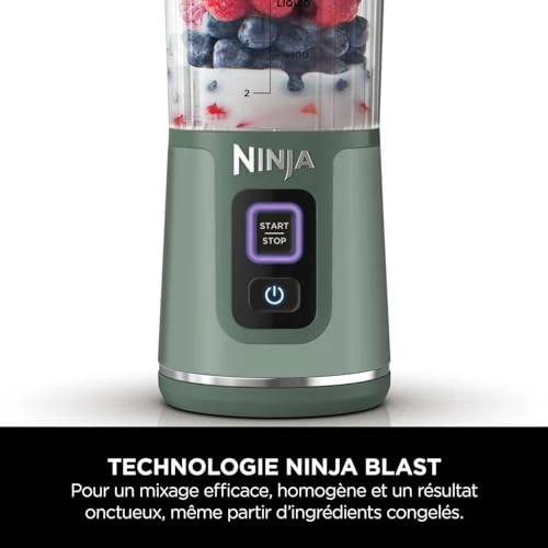 Ninja Blast Blender portable, 530 ml, couvercle résistant aux fuites et bec verseur, mini mixeur sans fil puissant, rechargeable, mixe smoothies, shakes protéinés et glaçons, Noir, BC151EUBK - Image 29