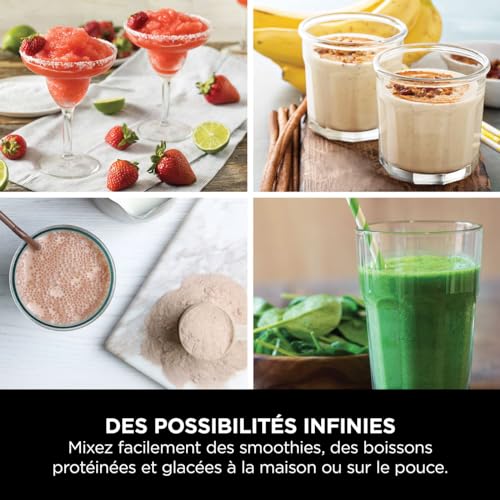 Ninja Blast Blender portable, 530 ml, couvercle résistant aux fuites et bec verseur, mini mixeur sans fil puissant, rechargeable, mixe smoothies, shakes protéinés et glaçons, Noir, BC151EUBK - Image 30