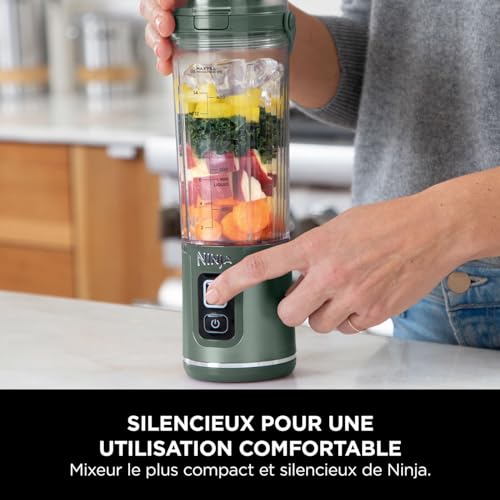 Ninja Blast Blender portable, 530 ml, couvercle résistant aux fuites et bec verseur, mini mixeur sans fil puissant, rechargeable, mixe smoothies, shakes protéinés et glaçons, Noir, BC151EUBK - Image 31