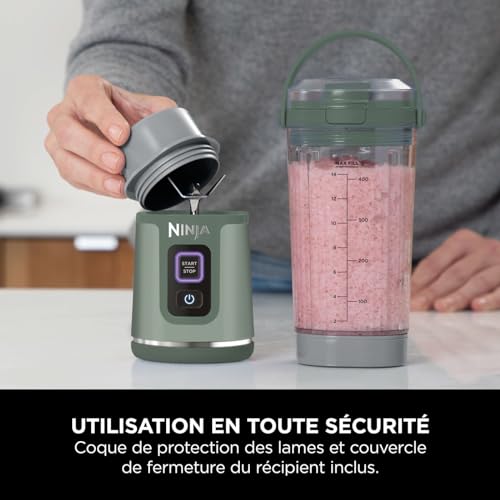 Ninja Blast Blender portable, 530 ml, couvercle résistant aux fuites et bec verseur, mini mixeur sans fil puissant, rechargeable, mixe smoothies, shakes protéinés et glaçons, Noir, BC151EUBK - Image 32