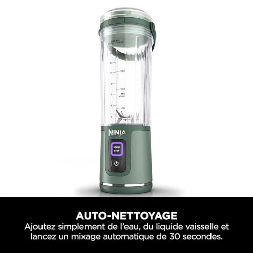Ninja Blast Blender portable, 530 ml, couvercle résistant aux fuites et bec verseur, mini mixeur sans fil puissant, rechargeable, mixe smoothies, shakes protéinés et glaçons, Noir, BC151EUBK - Image 33