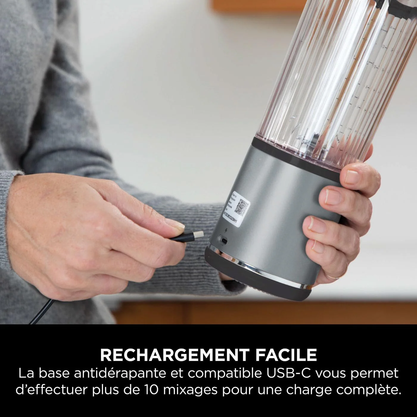Ninja Blast Blender portable, 530 ml, couvercle résistant aux fuites et bec verseur, mini mixeur sans fil puissant, rechargeable, mixe smoothies, shakes protéinés et glaçons, Noir, BC151EUBK - Image 40