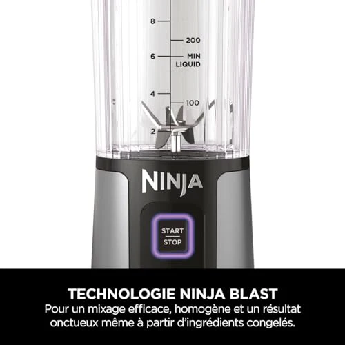 Ninja Blast Blender portable, 530 ml, couvercle résistant aux fuites et bec verseur, mini mixeur sans fil puissant, rechargeable, mixe smoothies, shakes protéinés et glaçons, Noir, BC151EUBK - Image 47