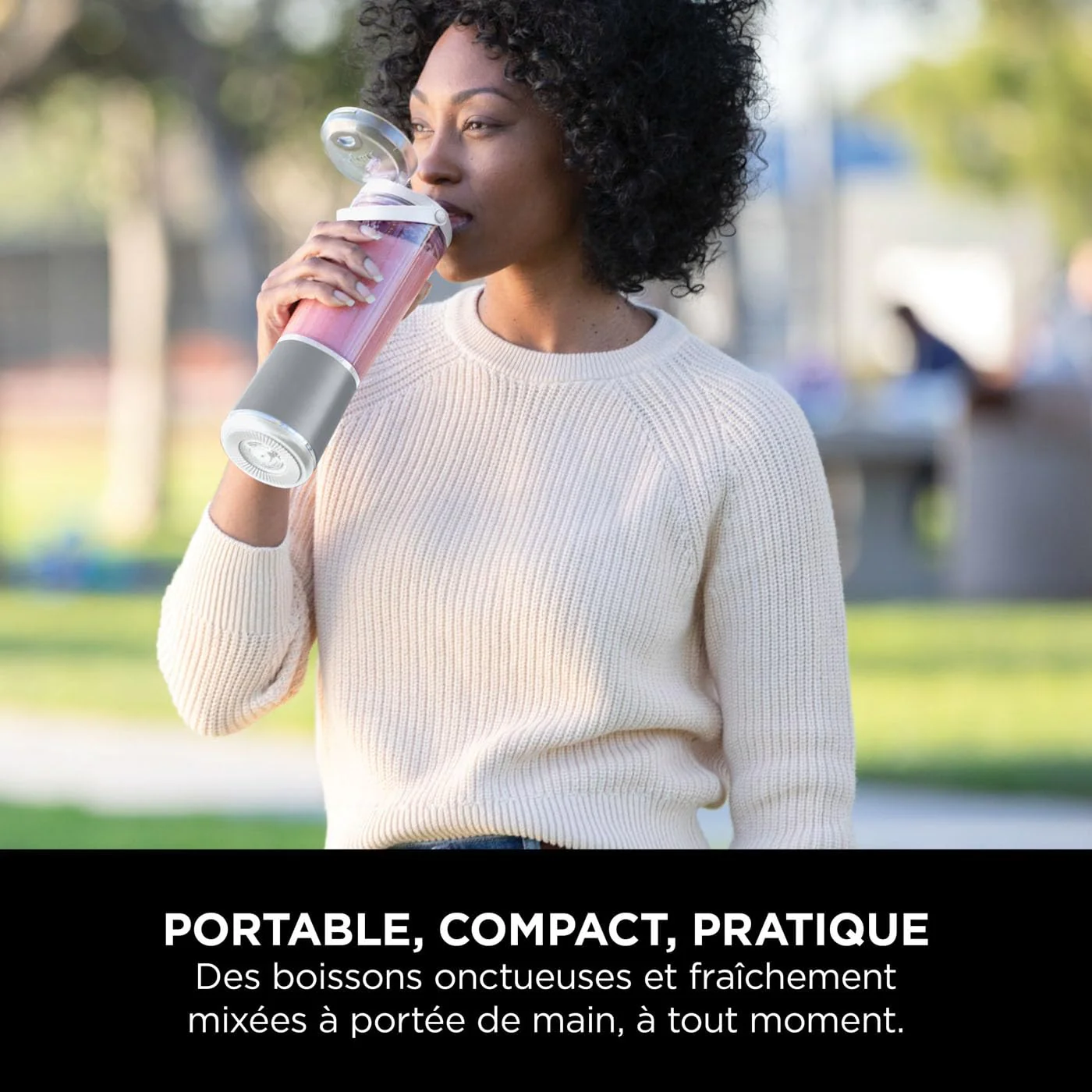 Ninja Blast Blender portable, 530 ml, couvercle résistant aux fuites et bec verseur, mini mixeur sans fil puissant, rechargeable, mixe smoothies, shakes protéinés et glaçons, Noir, BC151EUBK - Image 49