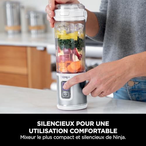 Ninja Blast Blender portable, 530 ml, couvercle résistant aux fuites et bec verseur, mini mixeur sans fil puissant, rechargeable, mixe smoothies, shakes protéinés et glaçons, Noir, BC151EUBK - Image 58