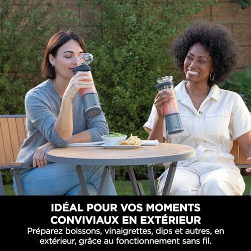 Ninja Blast Blender portable, 530 ml, couvercle résistant aux fuites et bec verseur, mini mixeur sans fil puissant, rechargeable, mixe smoothies, shakes protéinés et glaçons, Noir, BC151EUBK - Image 75