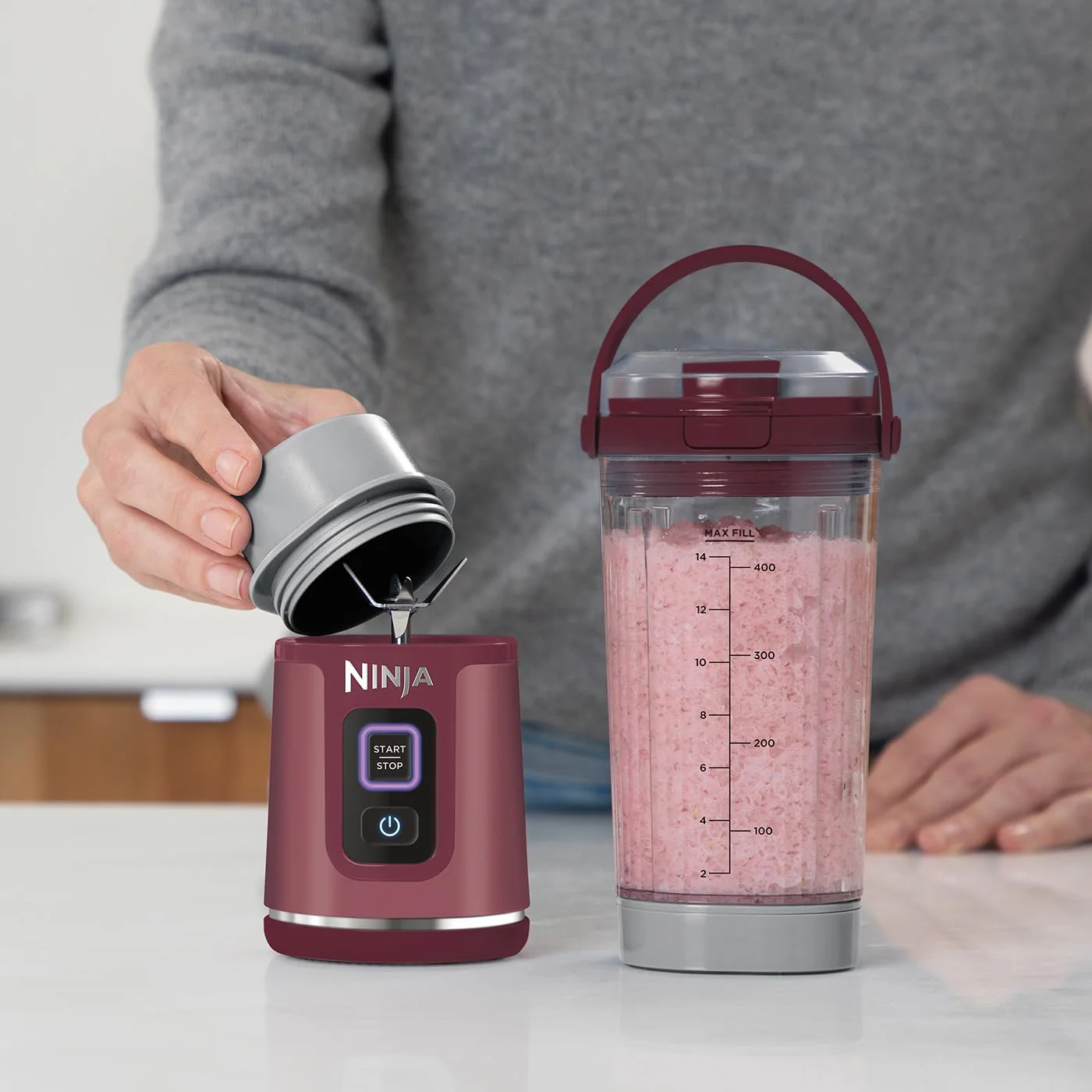 Ninja Blast Blender portable, 530 ml, couvercle résistant aux fuites et bec verseur, mini mixeur sans fil puissant, rechargeable, mixe smoothies, shakes protéinés et glaçons, Noir, BC151EUBK - Image 83