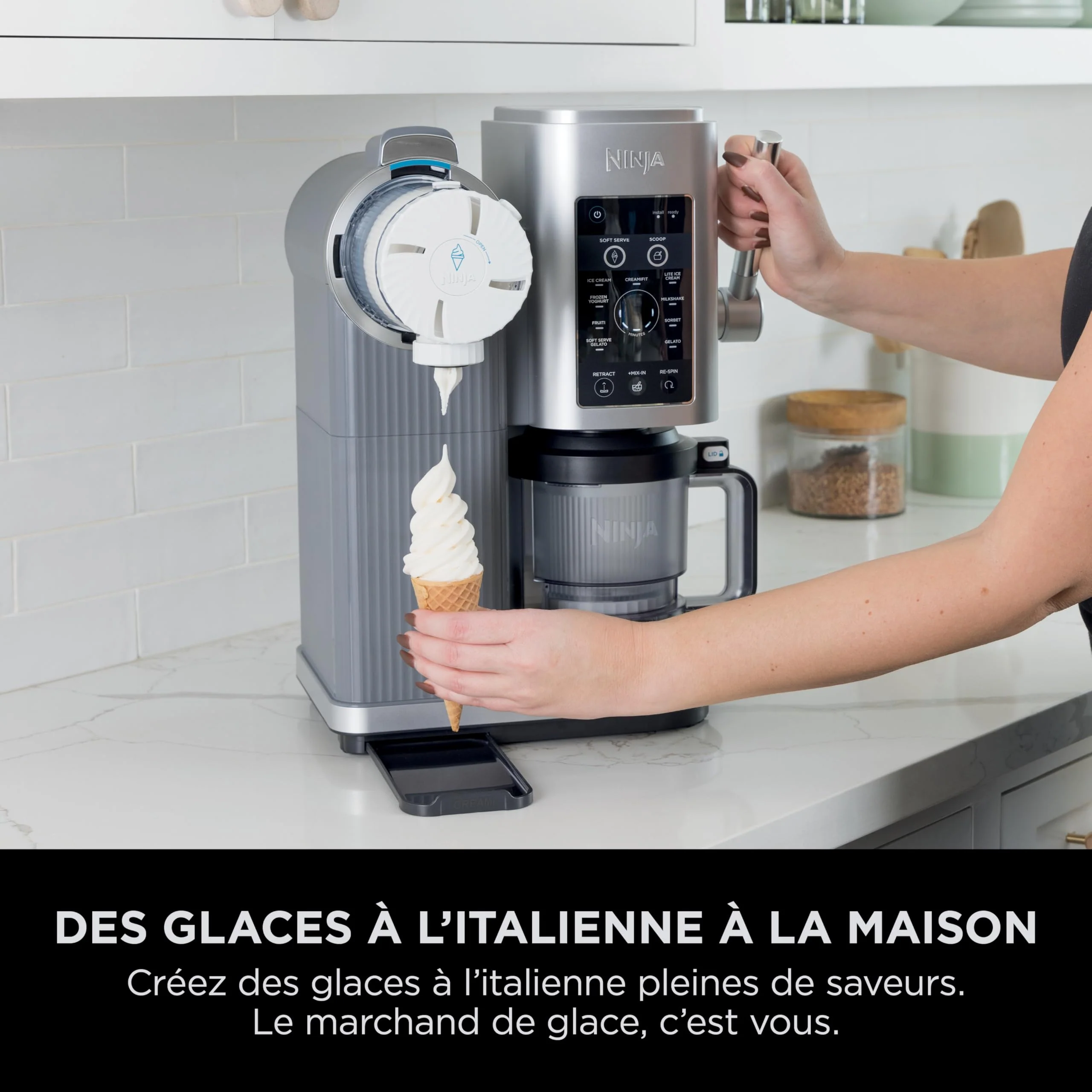 NINJA CREAMi Sorbetière Scoop and Swirl avec 2 pots, 13 modes pour réaliser crèmes glacées, glaces à l’italienne, gelatos, sorbets, milkshakes et plus, option Extra, Stone/Or NC701EUSTGD - Image 14