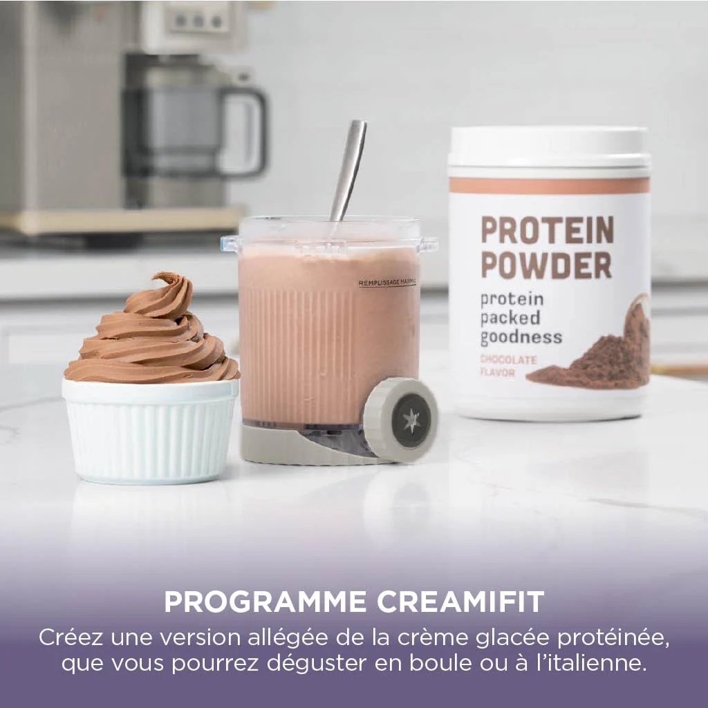NINJA CREAMi Sorbetière Scoop and Swirl avec 2 pots, 13 modes pour réaliser crèmes glacées, glaces à l’italienne, gelatos, sorbets, milkshakes et plus, option Extra, Stone/Or NC701EUSTGD - Image 5