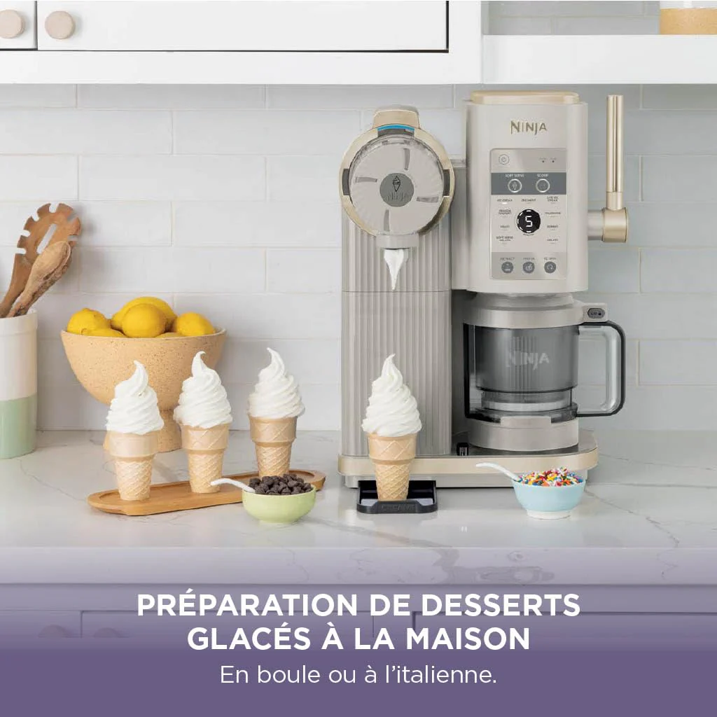 NINJA CREAMi Sorbetière Scoop and Swirl avec 2 pots, 13 modes pour réaliser crèmes glacées, glaces à l’italienne, gelatos, sorbets, milkshakes et plus, option Extra, Stone/Or NC701EUSTGD - Image 8