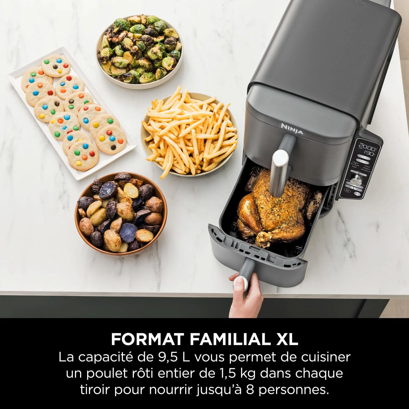 NINJA Foodi FlexDrawer Air Fryer, Dual Zone Avec Séparateur Amovible, Grand Tiroir de 10.4 L, 7-en-1, Double Zone, Sans Huile, Pièces Antiadhésives Compatibles Au Lave-Vaisselle, Noir AF500EU - Image 10