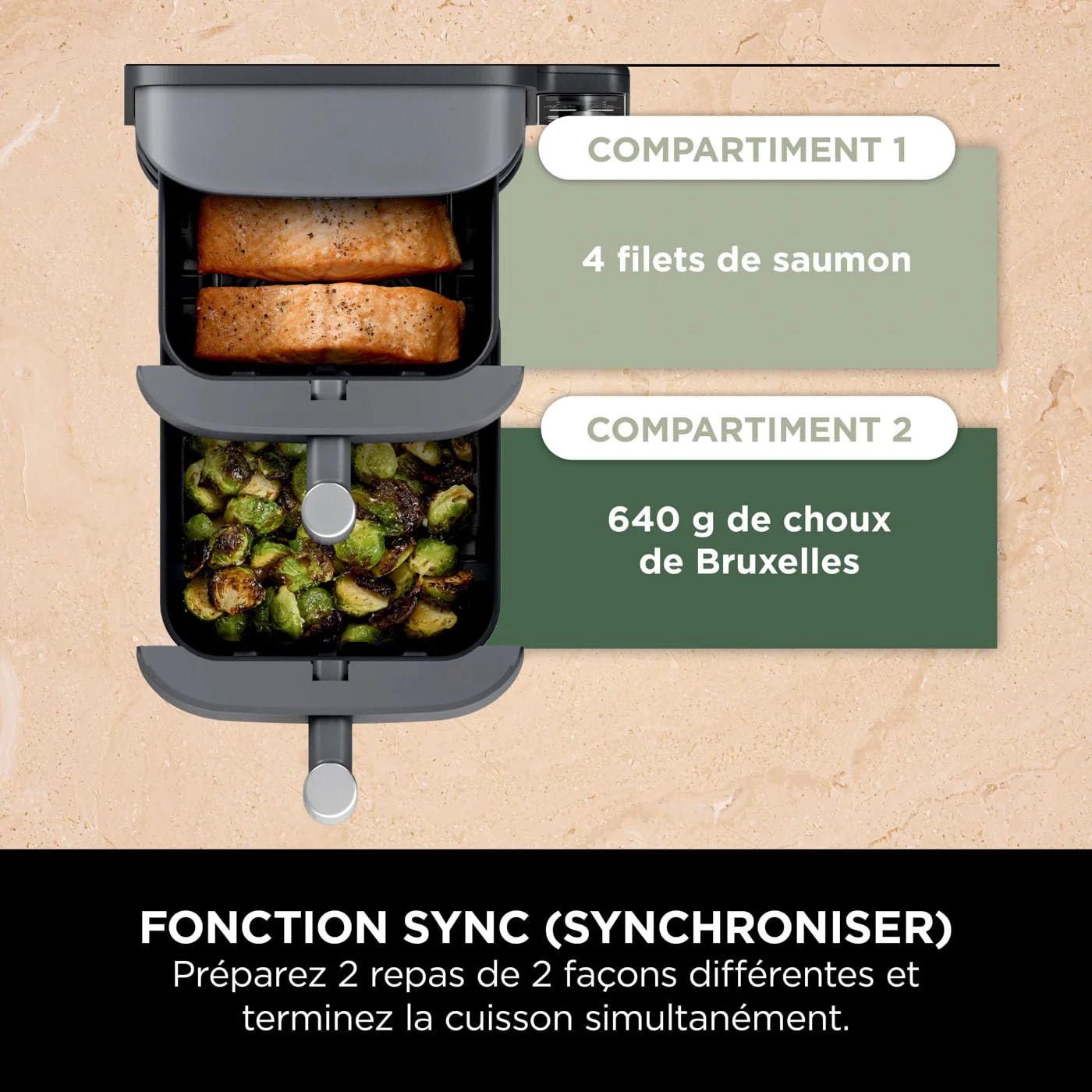 NINJA Foodi FlexDrawer Air Fryer, Dual Zone Avec Séparateur Amovible, Grand Tiroir de 10.4 L, 7-en-1, Double Zone, Sans Huile, Pièces Antiadhésives Compatibles Au Lave-Vaisselle, Noir AF500EU - Image 12