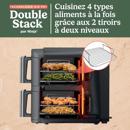 NINJA Foodi FlexDrawer Air Fryer, Dual Zone Avec Séparateur Amovible, Grand Tiroir de 10.4 L, 7-en-1, Double Zone, Sans Huile, Pièces Antiadhésives Compatibles Au Lave-Vaisselle, Noir AF500EU - Image 15