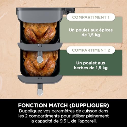 NINJA Foodi FlexDrawer Air Fryer, Dual Zone Avec Séparateur Amovible, Grand Tiroir de 10.4 L, 7-en-1, Double Zone, Sans Huile, Pièces Antiadhésives Compatibles Au Lave-Vaisselle, Noir AF500EU - Image 16