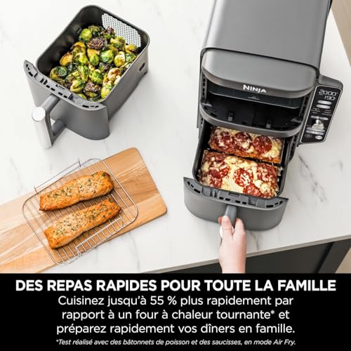 NINJA Foodi FlexDrawer Air Fryer, Dual Zone Avec Séparateur Amovible, Grand Tiroir de 10.4 L, 7-en-1, Double Zone, Sans Huile, Pièces Antiadhésives Compatibles Au Lave-Vaisselle, Noir AF500EU - Image 17