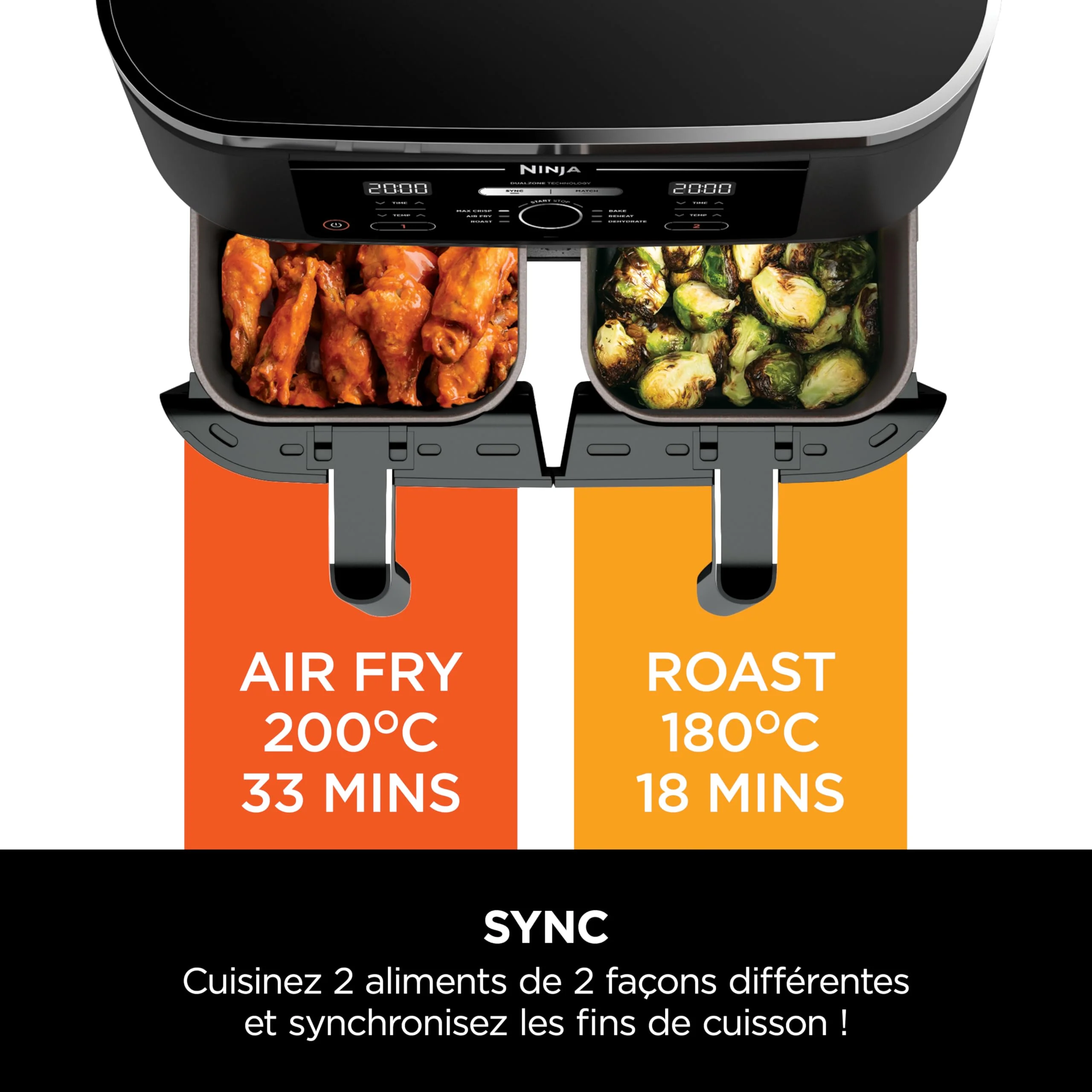 NINJA Foodi FlexDrawer Air Fryer, Dual Zone Avec Séparateur Amovible, Grand Tiroir de 10.4 L, 7-en-1, Double Zone, Sans Huile, Pièces Antiadhésives Compatibles Au Lave-Vaisselle, Noir AF500EU - Image 22