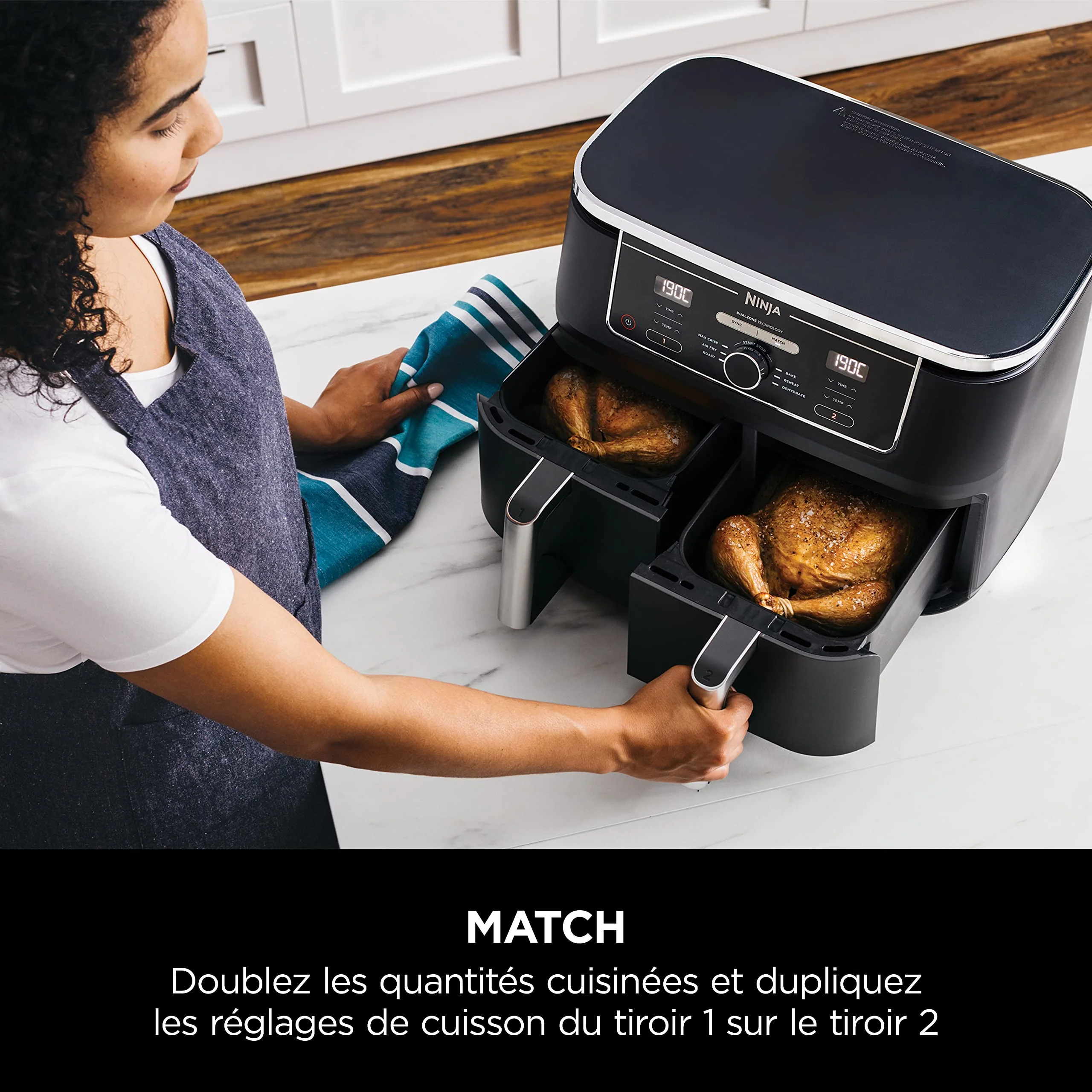 NINJA Foodi FlexDrawer Air Fryer, Dual Zone Avec Séparateur Amovible, Grand Tiroir de 10.4 L, 7-en-1, Double Zone, Sans Huile, Pièces Antiadhésives Compatibles Au Lave-Vaisselle, Noir AF500EU - Image 23