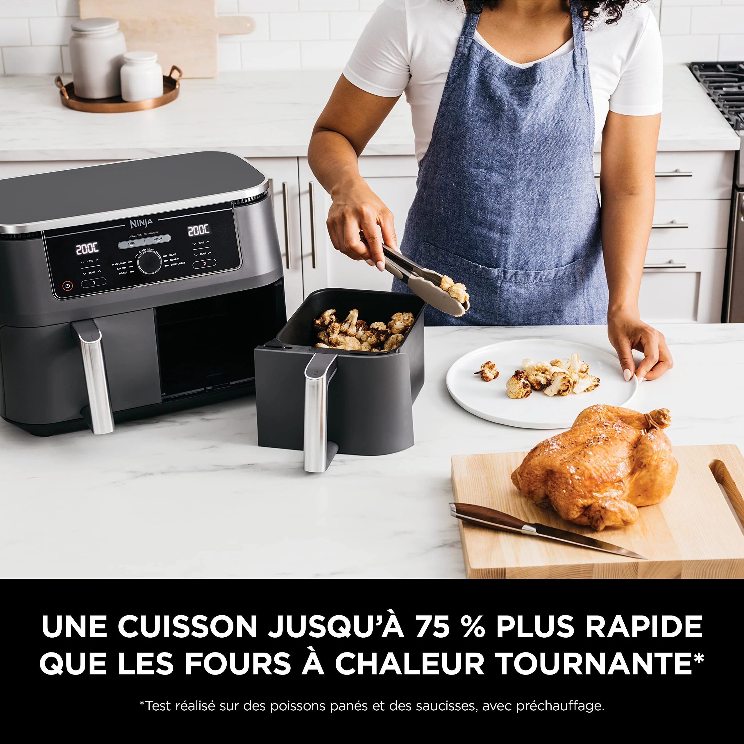 NINJA Foodi FlexDrawer Air Fryer, Dual Zone Avec Séparateur Amovible, Grand Tiroir de 10.4 L, 7-en-1, Double Zone, Sans Huile, Pièces Antiadhésives Compatibles Au Lave-Vaisselle, Noir AF500EU - Image 25