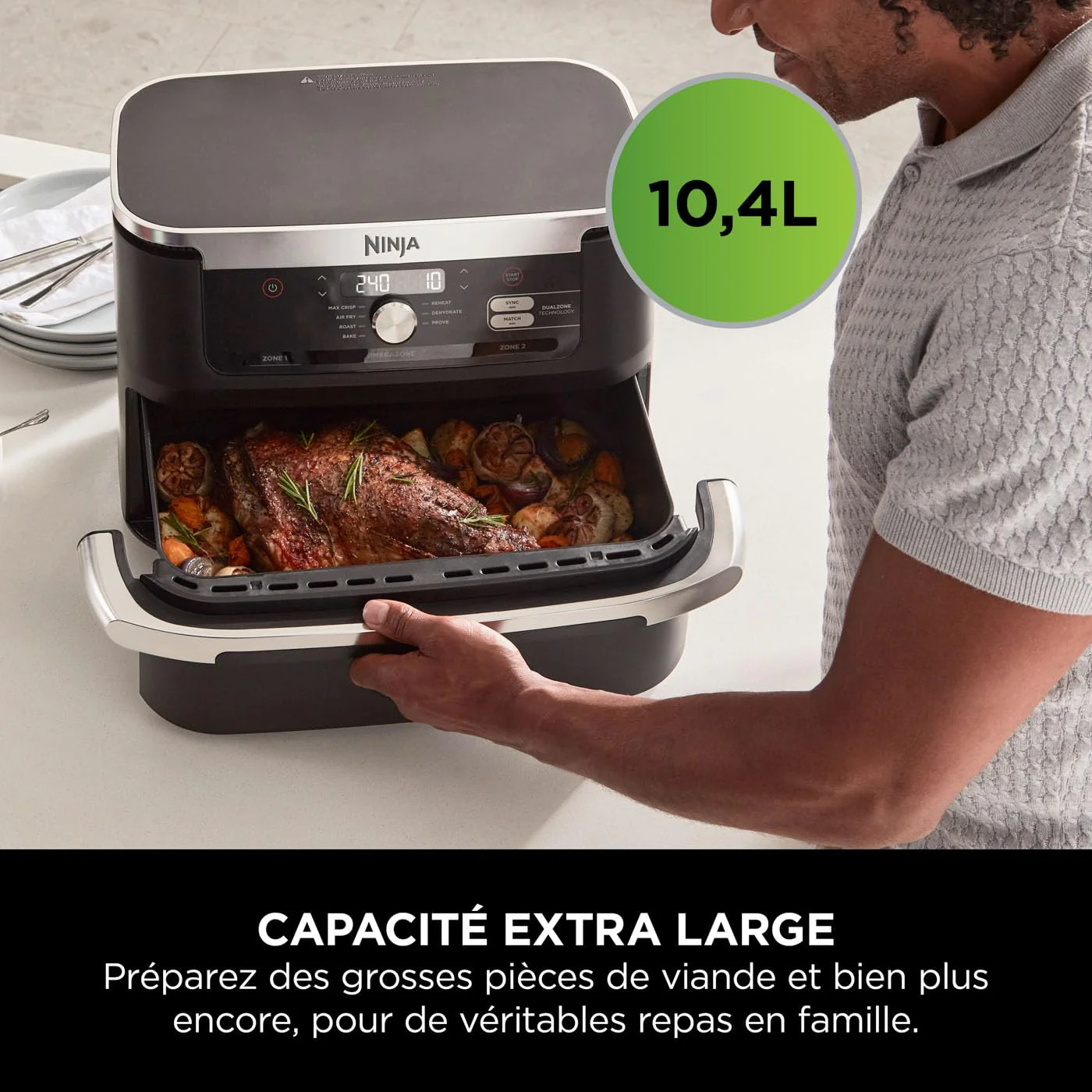 NINJA Foodi FlexDrawer Air Fryer, Dual Zone Avec Séparateur Amovible, Grand Tiroir de 10.4 L, 7-en-1, Double Zone, Sans Huile, Pièces Antiadhésives Compatibles Au Lave-Vaisselle, Noir AF500EU - Image 30
