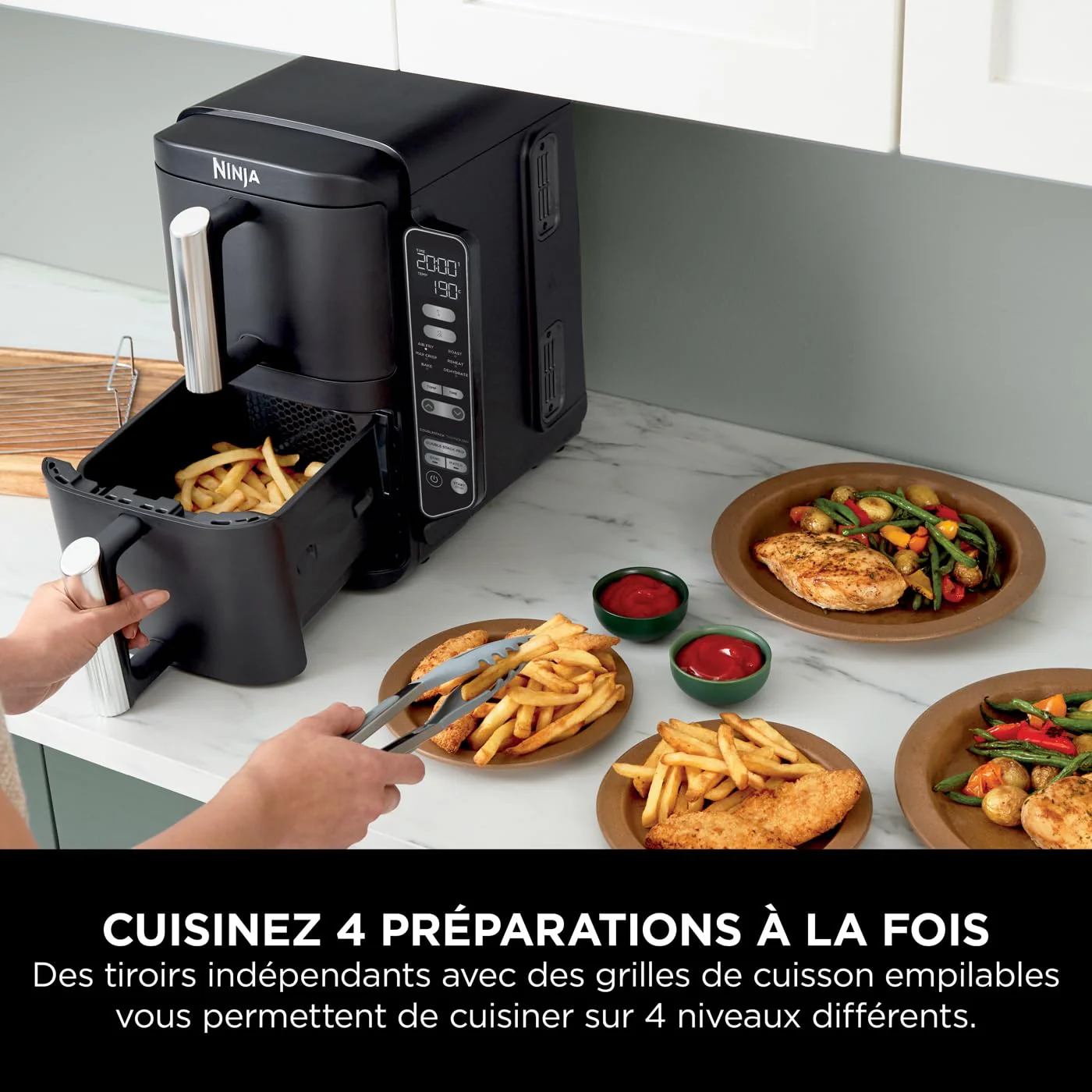 NINJA Foodi FlexDrawer Air Fryer, Dual Zone Avec Séparateur Amovible, Grand Tiroir de 10.4 L, 7-en-1, Double Zone, Sans Huile, Pièces Antiadhésives Compatibles Au Lave-Vaisselle, Noir AF500EU - Image 39