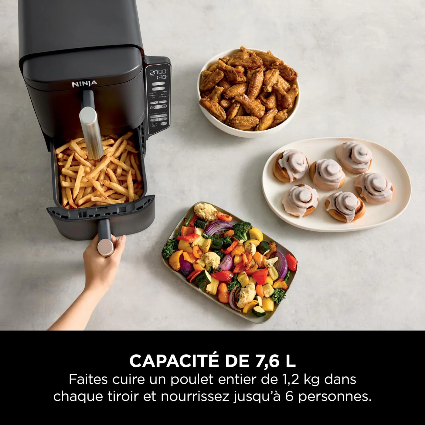NINJA Foodi FlexDrawer Air Fryer, Dual Zone Avec Séparateur Amovible, Grand Tiroir de 10.4 L, 7-en-1, Double Zone, Sans Huile, Pièces Antiadhésives Compatibles Au Lave-Vaisselle, Noir AF500EU - Image 40