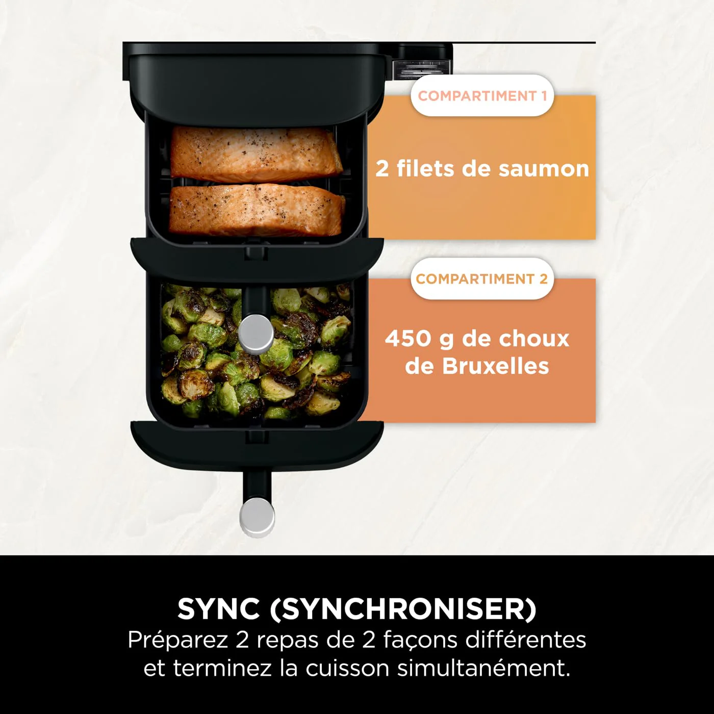 NINJA Foodi FlexDrawer Air Fryer, Dual Zone Avec Séparateur Amovible, Grand Tiroir de 10.4 L, 7-en-1, Double Zone, Sans Huile, Pièces Antiadhésives Compatibles Au Lave-Vaisselle, Noir AF500EU - Image 42
