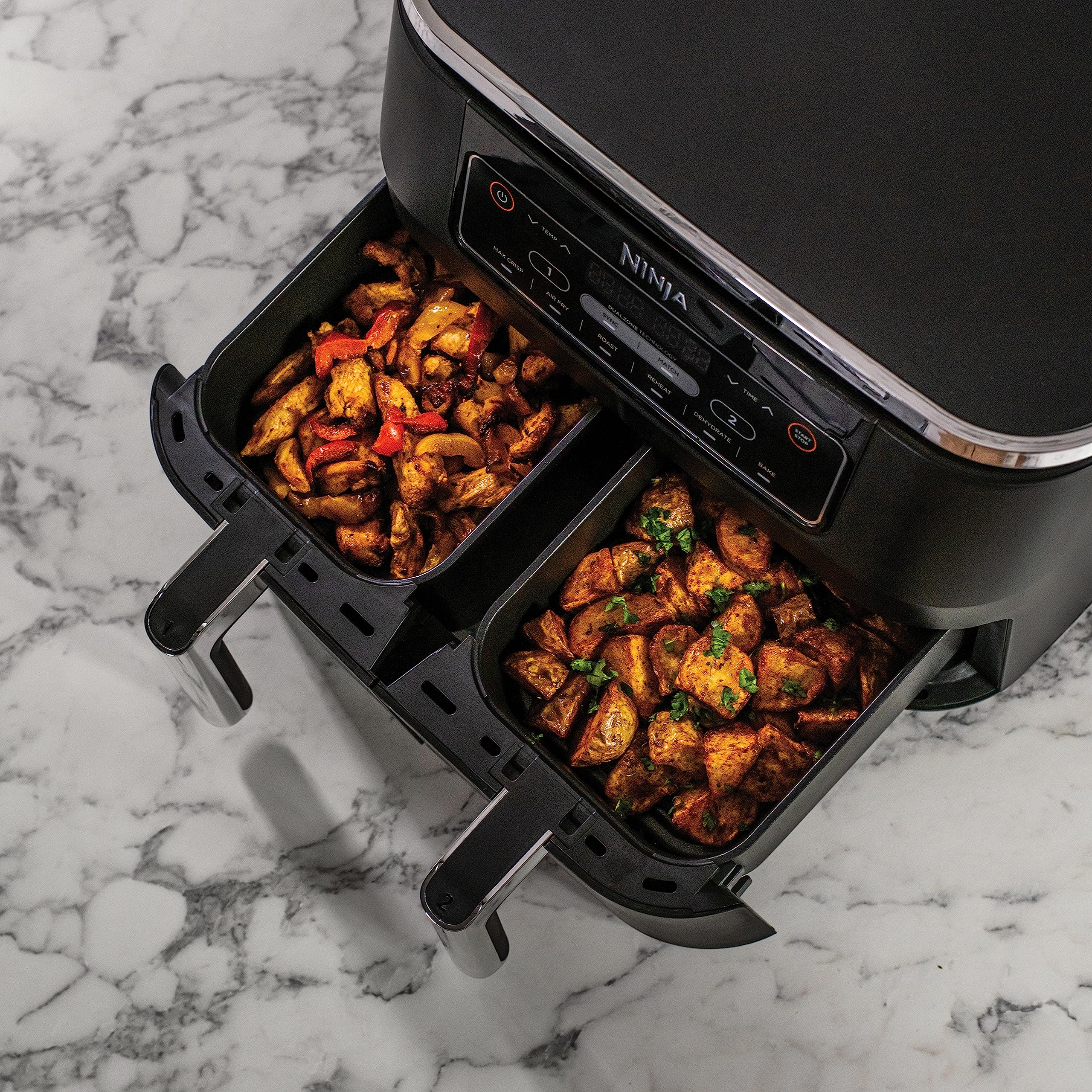 NINJA Foodi FlexDrawer Air Fryer, Dual Zone Avec Séparateur Amovible, Grand Tiroir de 10.4 L, 7-en-1, Double Zone, Sans Huile, Pièces Antiadhésives Compatibles Au Lave-Vaisselle, Noir AF500EU - Image 53