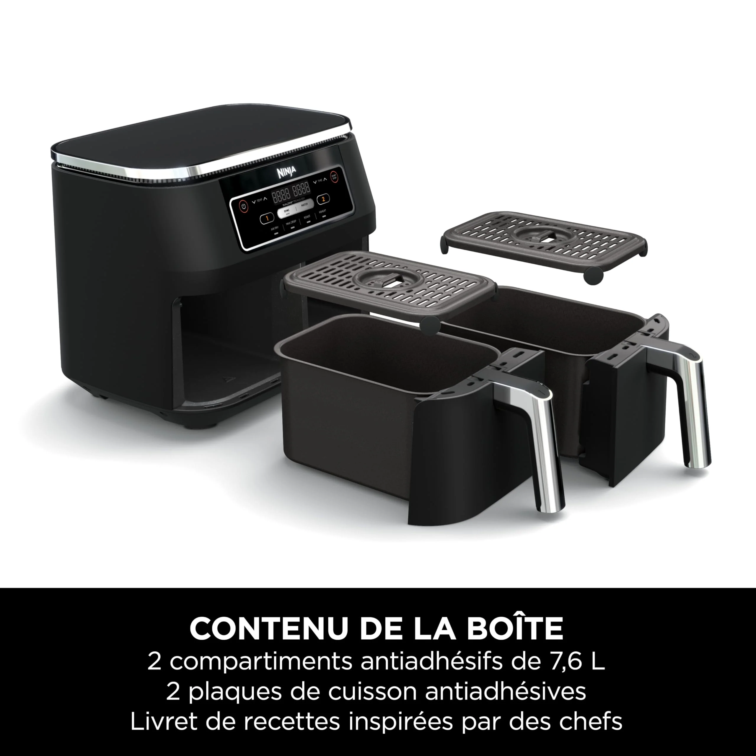 NINJA Foodi FlexDrawer Air Fryer, Dual Zone Avec Séparateur Amovible, Grand Tiroir de 10.4 L, 7-en-1, Double Zone, Sans Huile, Pièces Antiadhésives Compatibles Au Lave-Vaisselle, Noir AF500EU - Image 56