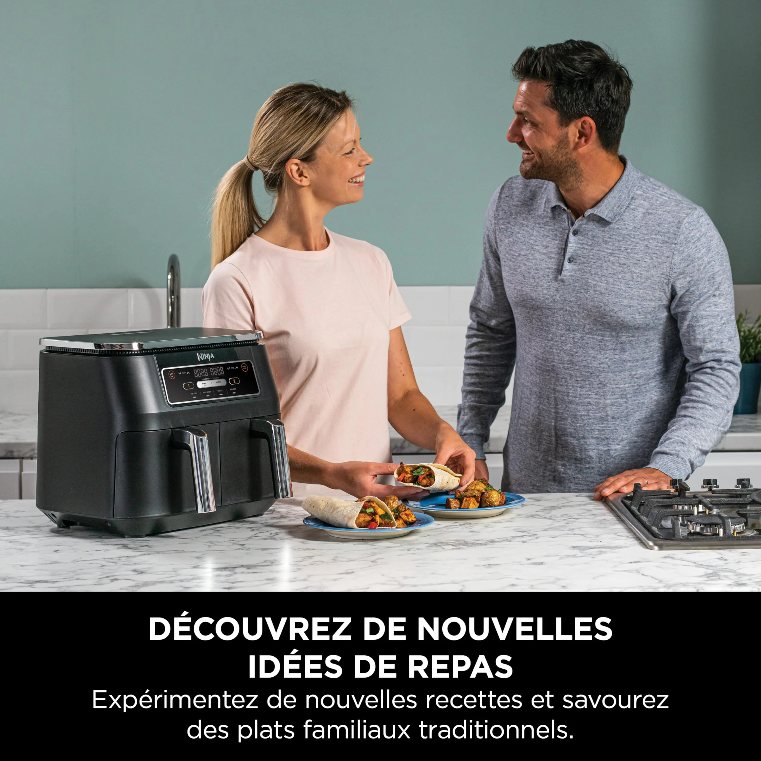 NINJA Foodi FlexDrawer Air Fryer, Dual Zone Avec Séparateur Amovible, Grand Tiroir de 10.4 L, 7-en-1, Double Zone, Sans Huile, Pièces Antiadhésives Compatibles Au Lave-Vaisselle, Noir AF500EU - Image 57