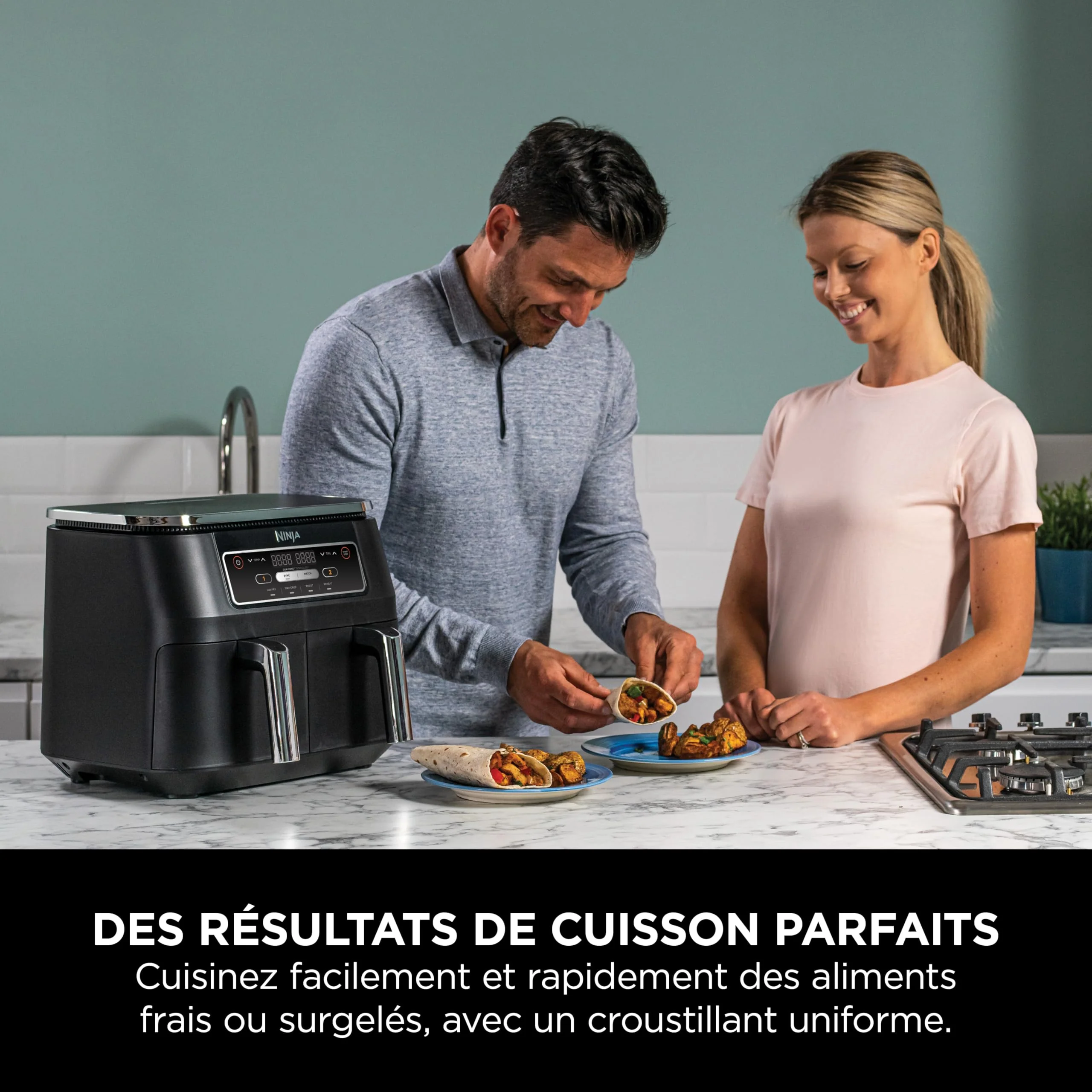 NINJA Foodi FlexDrawer Air Fryer, Dual Zone Avec Séparateur Amovible, Grand Tiroir de 10.4 L, 7-en-1, Double Zone, Sans Huile, Pièces Antiadhésives Compatibles Au Lave-Vaisselle, Noir AF500EU - Image 58
