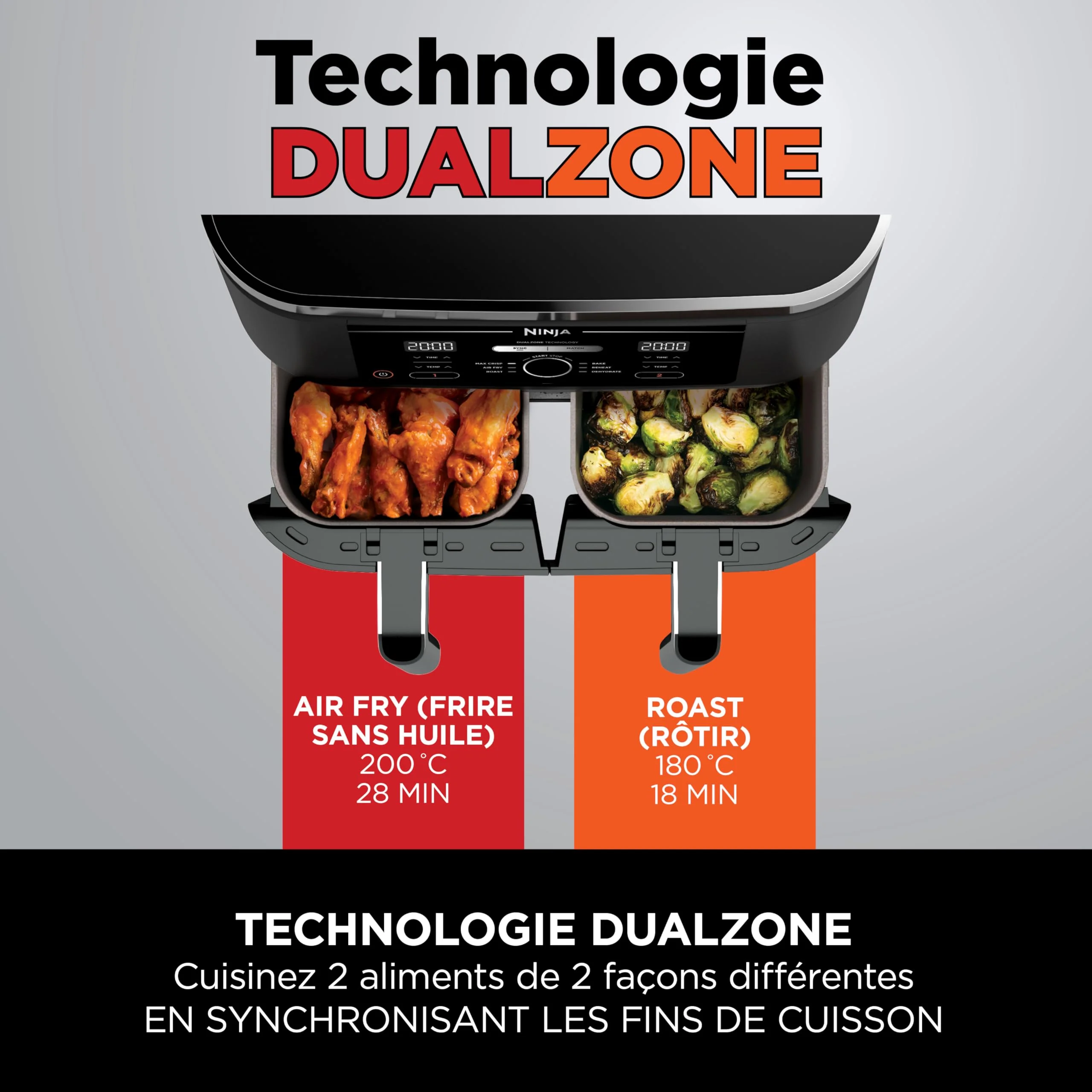 NINJA Foodi FlexDrawer Air Fryer, Dual Zone Avec Séparateur Amovible, Grand Tiroir de 10.4 L, 7-en-1, Double Zone, Sans Huile, Pièces Antiadhésives Compatibles Au Lave-Vaisselle, Noir AF500EU - Image 59