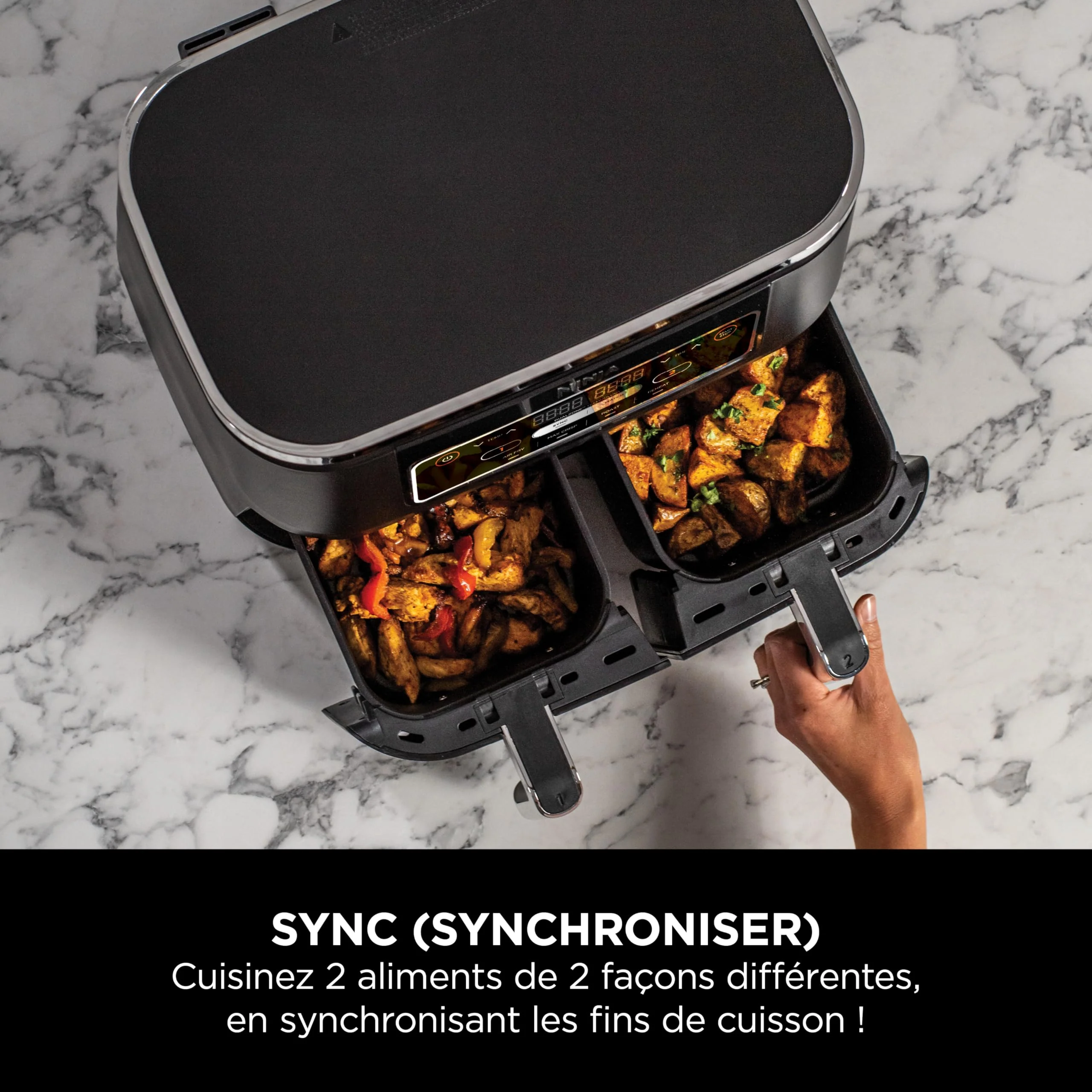 NINJA Foodi FlexDrawer Air Fryer, Dual Zone Avec Séparateur Amovible, Grand Tiroir de 10.4 L, 7-en-1, Double Zone, Sans Huile, Pièces Antiadhésives Compatibles Au Lave-Vaisselle, Noir AF500EU - Image 61