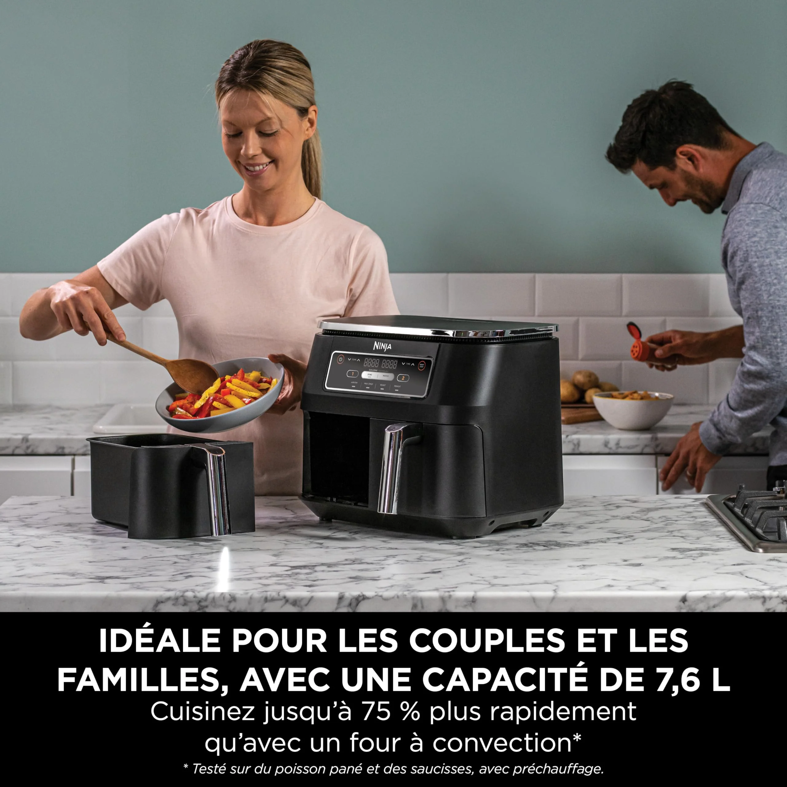 NINJA Foodi FlexDrawer Air Fryer, Dual Zone Avec Séparateur Amovible, Grand Tiroir de 10.4 L, 7-en-1, Double Zone, Sans Huile, Pièces Antiadhésives Compatibles Au Lave-Vaisselle, Noir AF500EU - Image 63